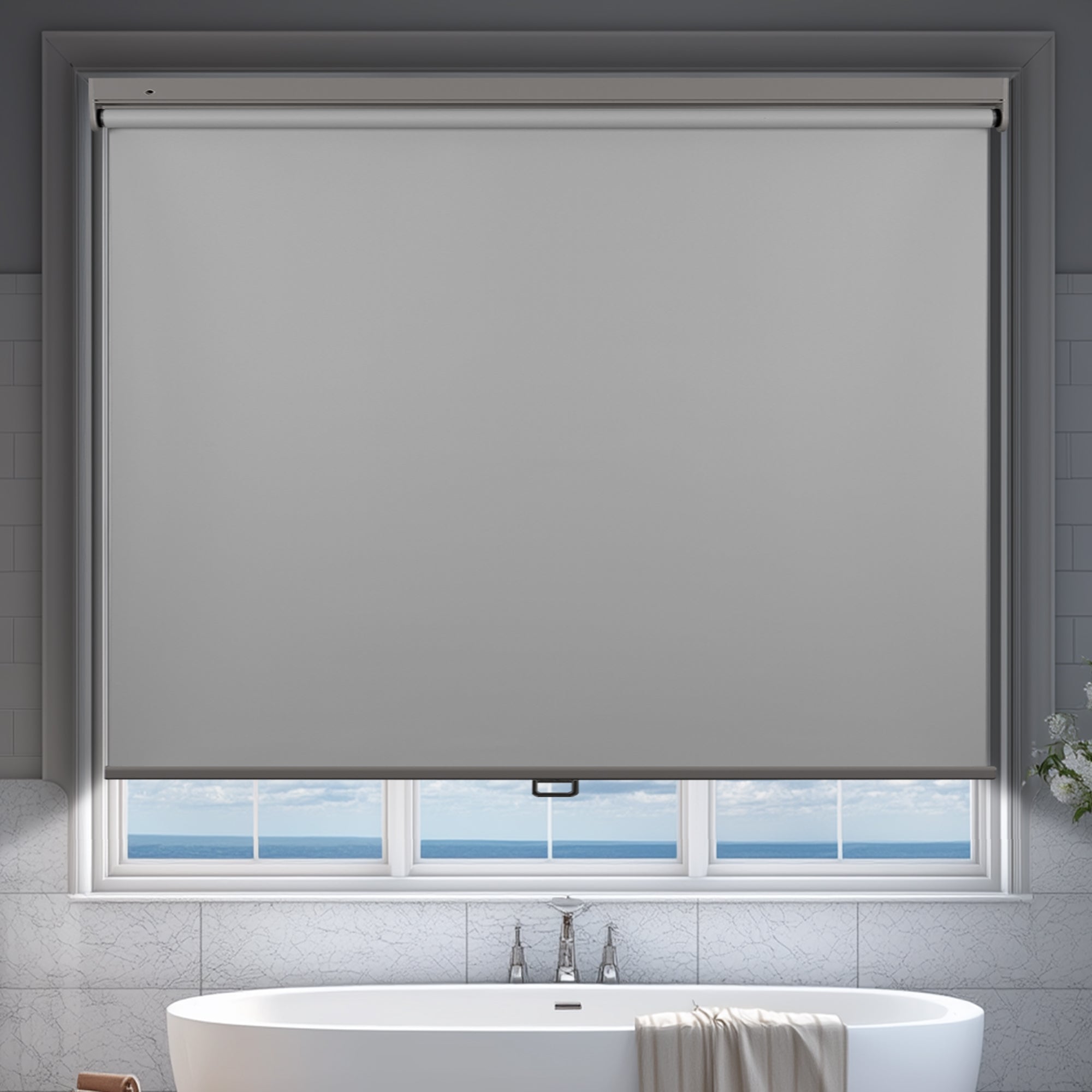 no drill blackout waterproof roller shades for bathrooms