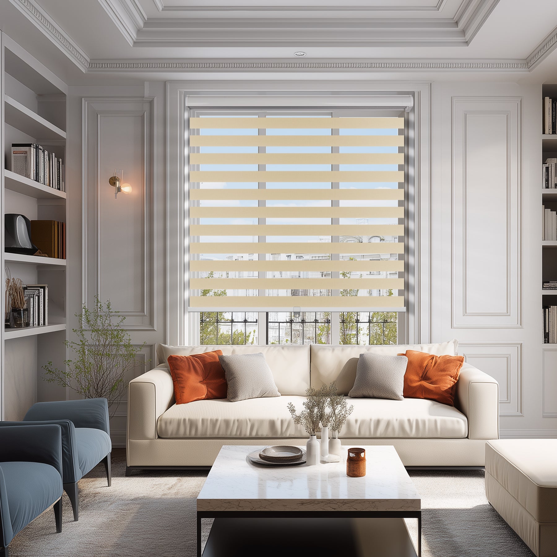 light filtering dopamine versatile scene zebra shades in a living room