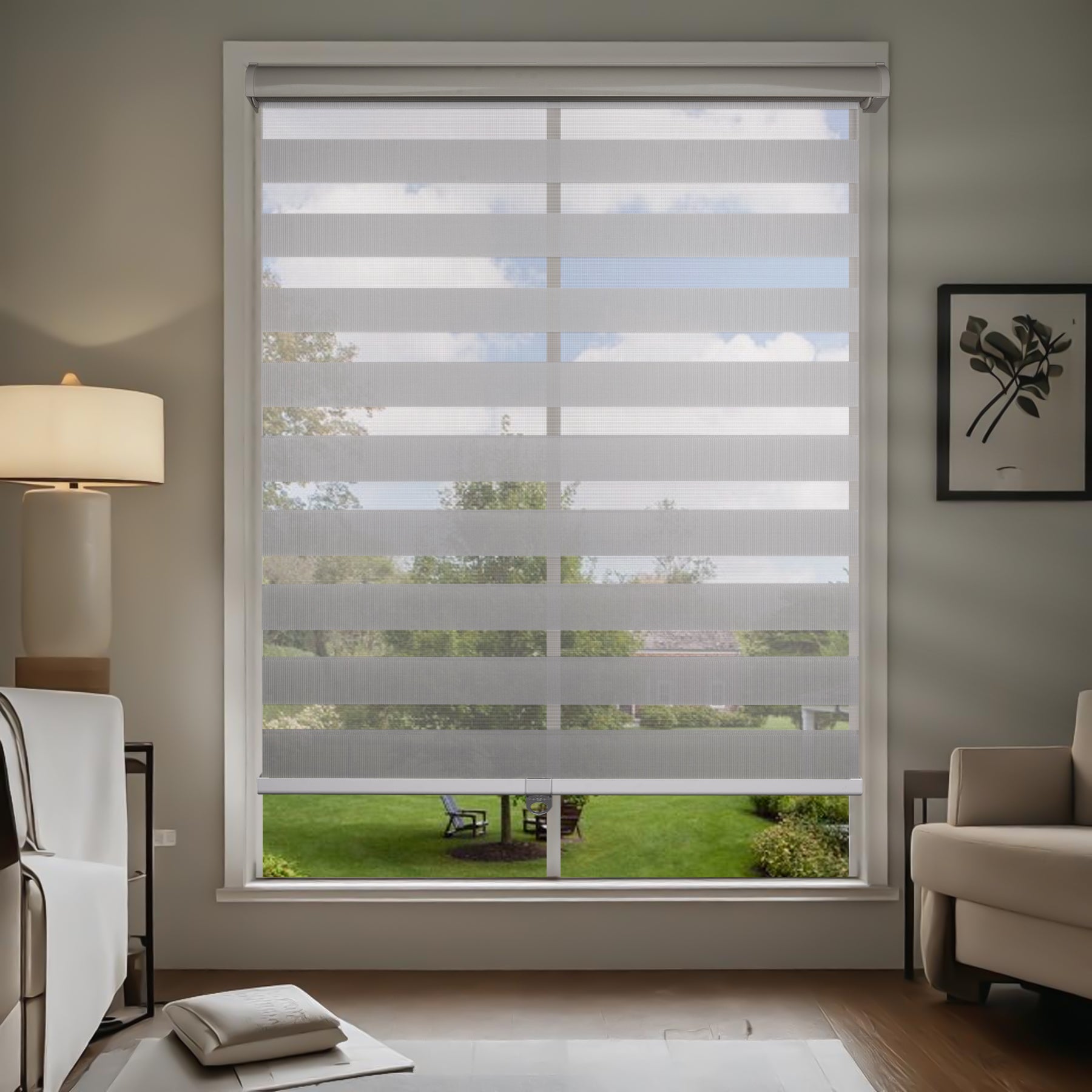 light filtering dopamine versatile scene zebra shades in a living room
