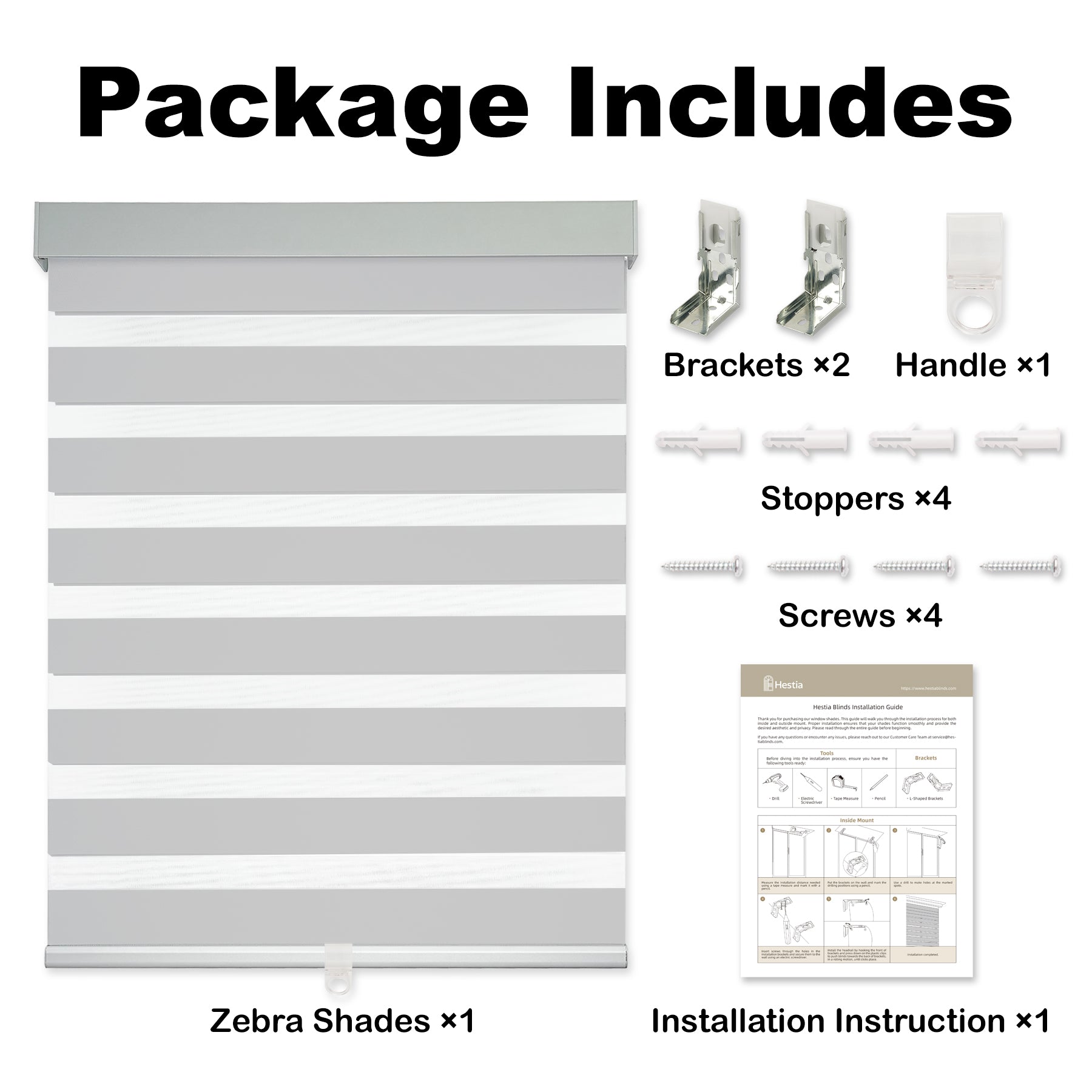 room darkening privacy protection zebra shades packaging