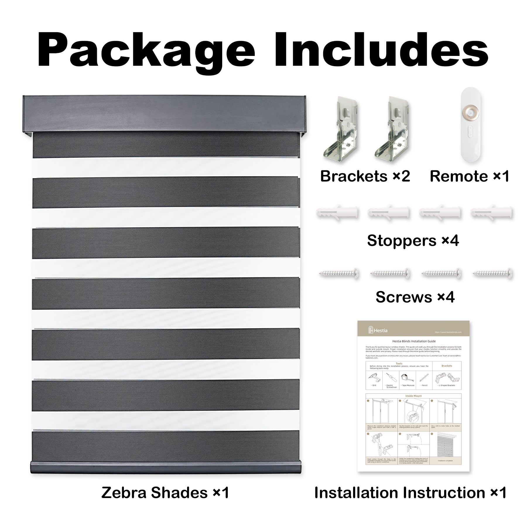 motorized room darkening privacy protection zebra shades packaging