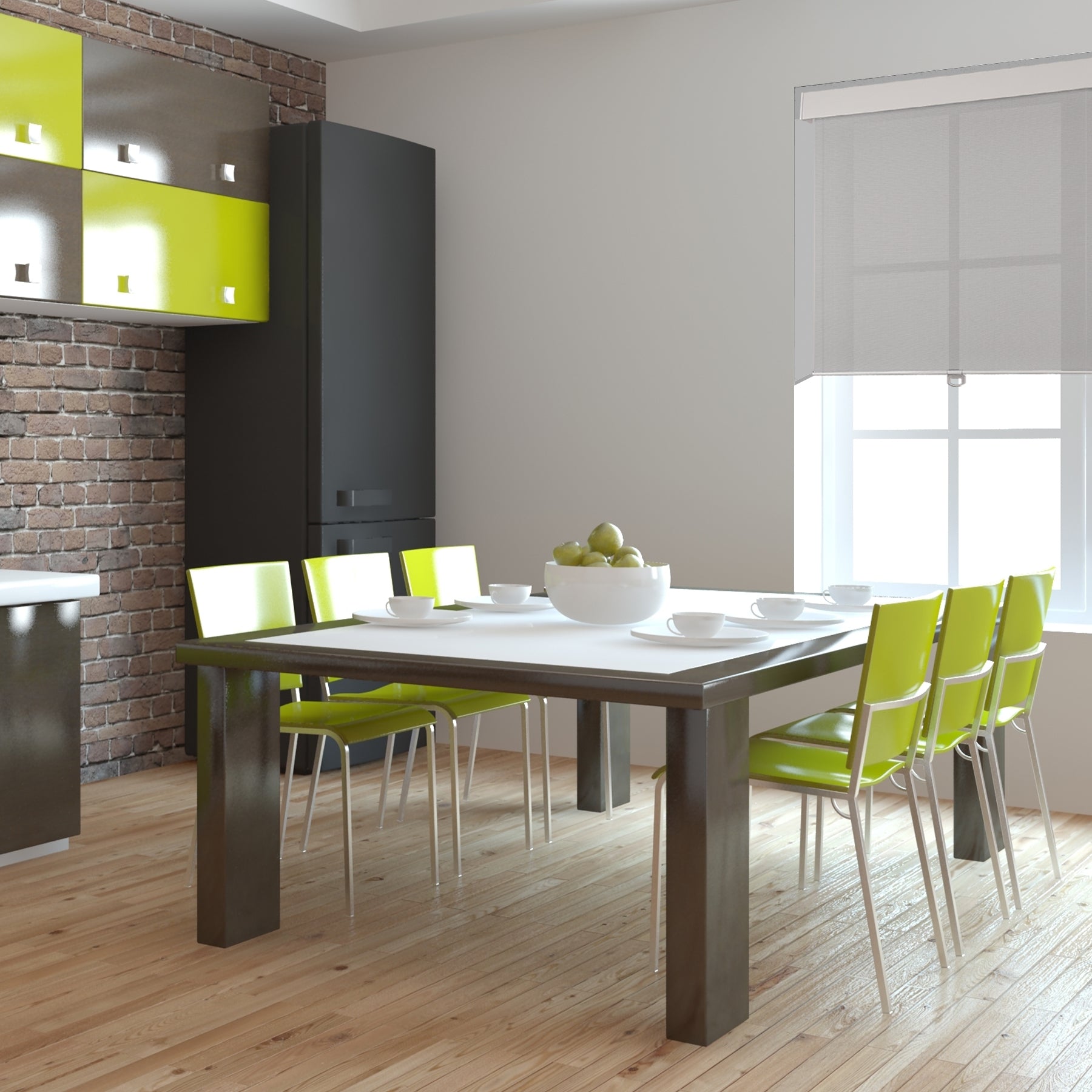 light filtering waterproof kitchen roller shades in a dining room