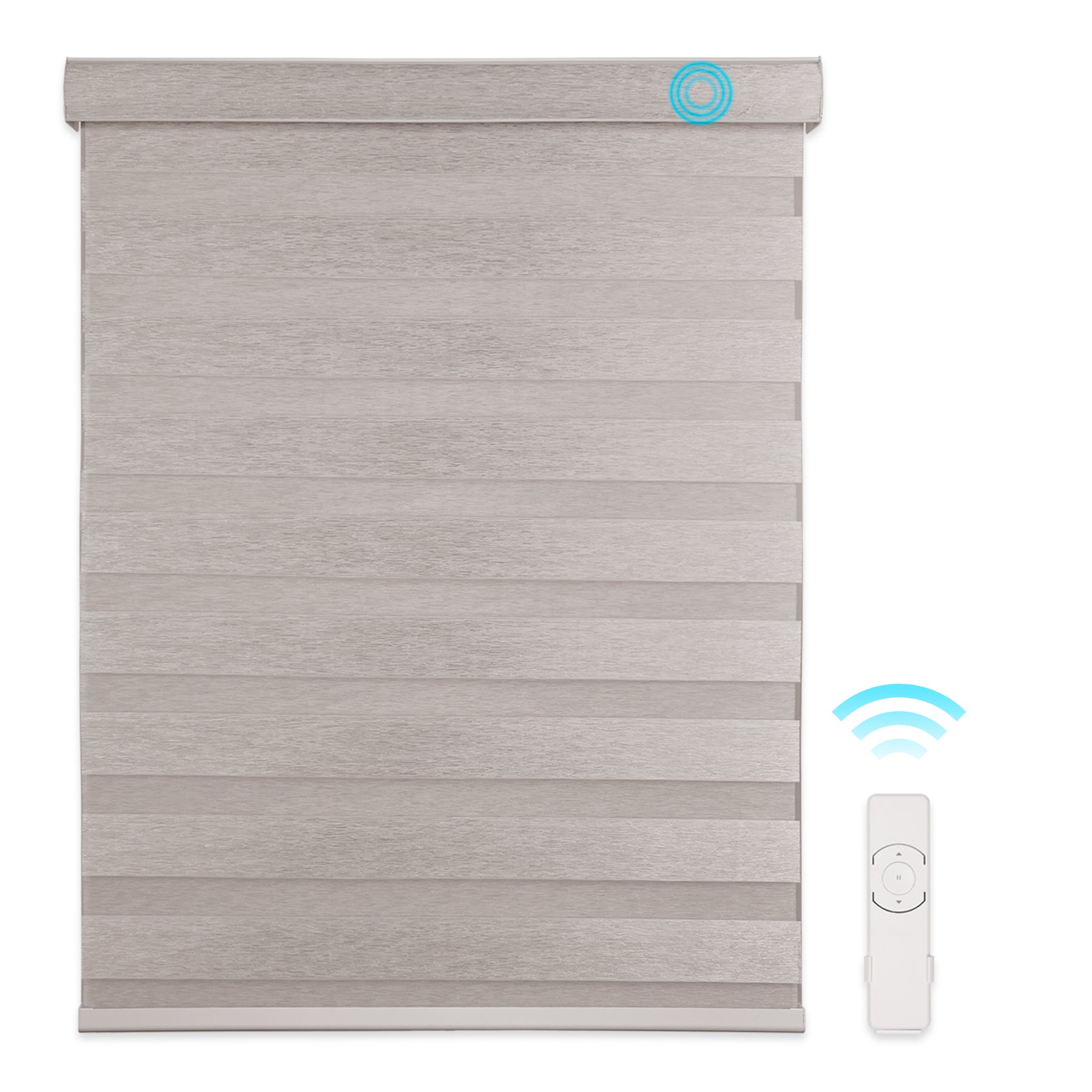 motorized light filtering linen-like bathroom zebra shades - light gray