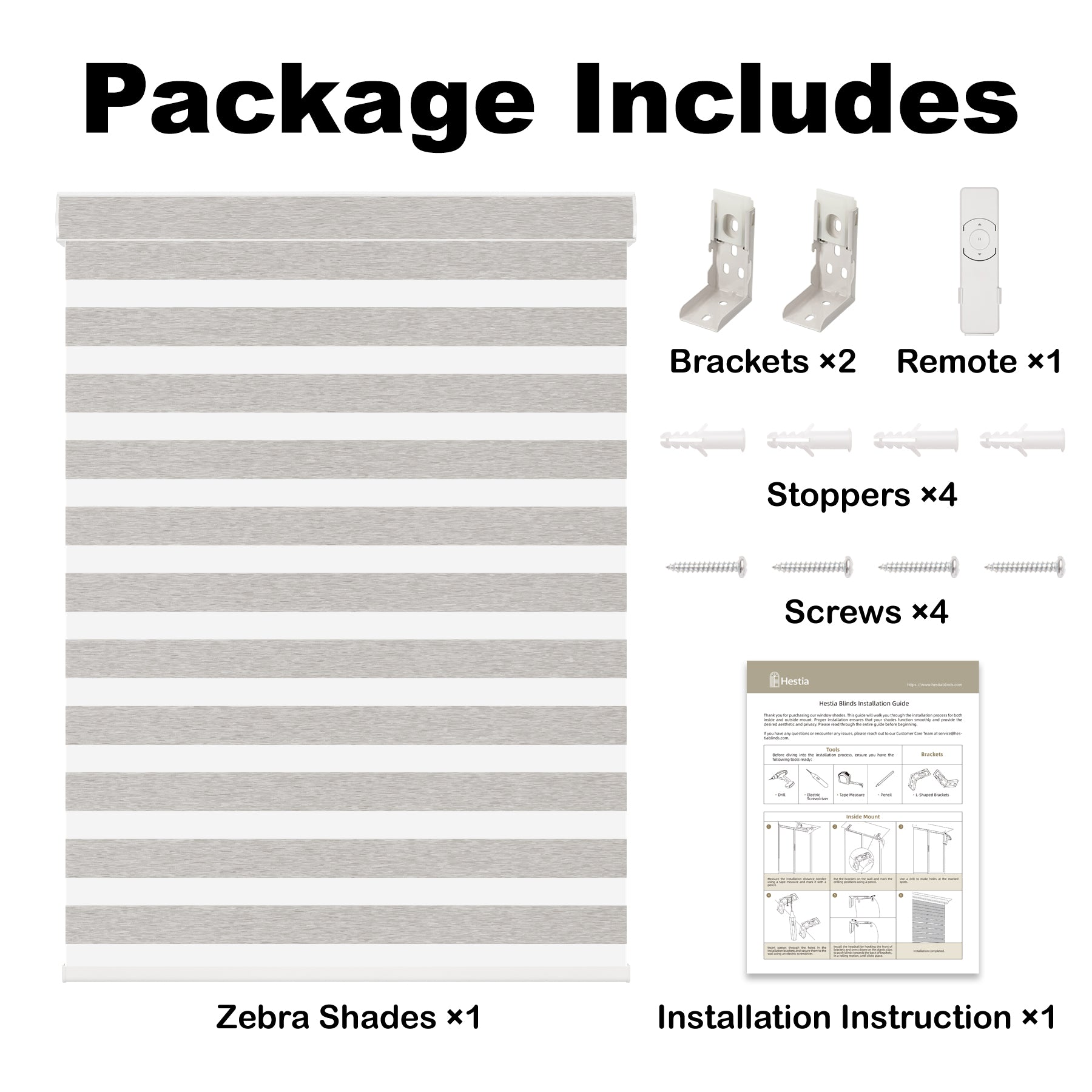 motorized light filtering linen-like bathroom zebra shades packaging
