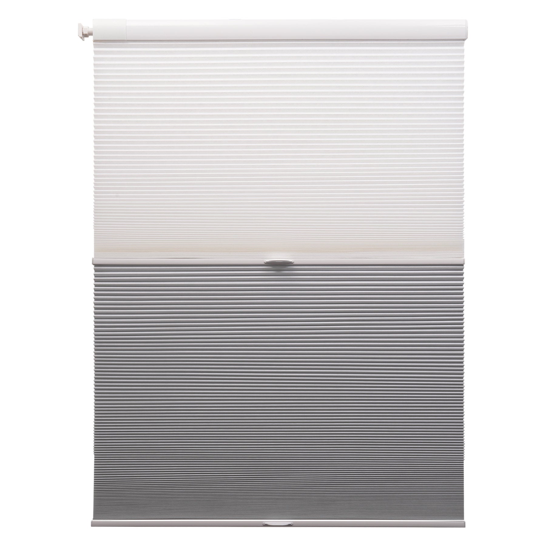 no-drill day and night energy saving cellular shades - signal white and pearl dark gray