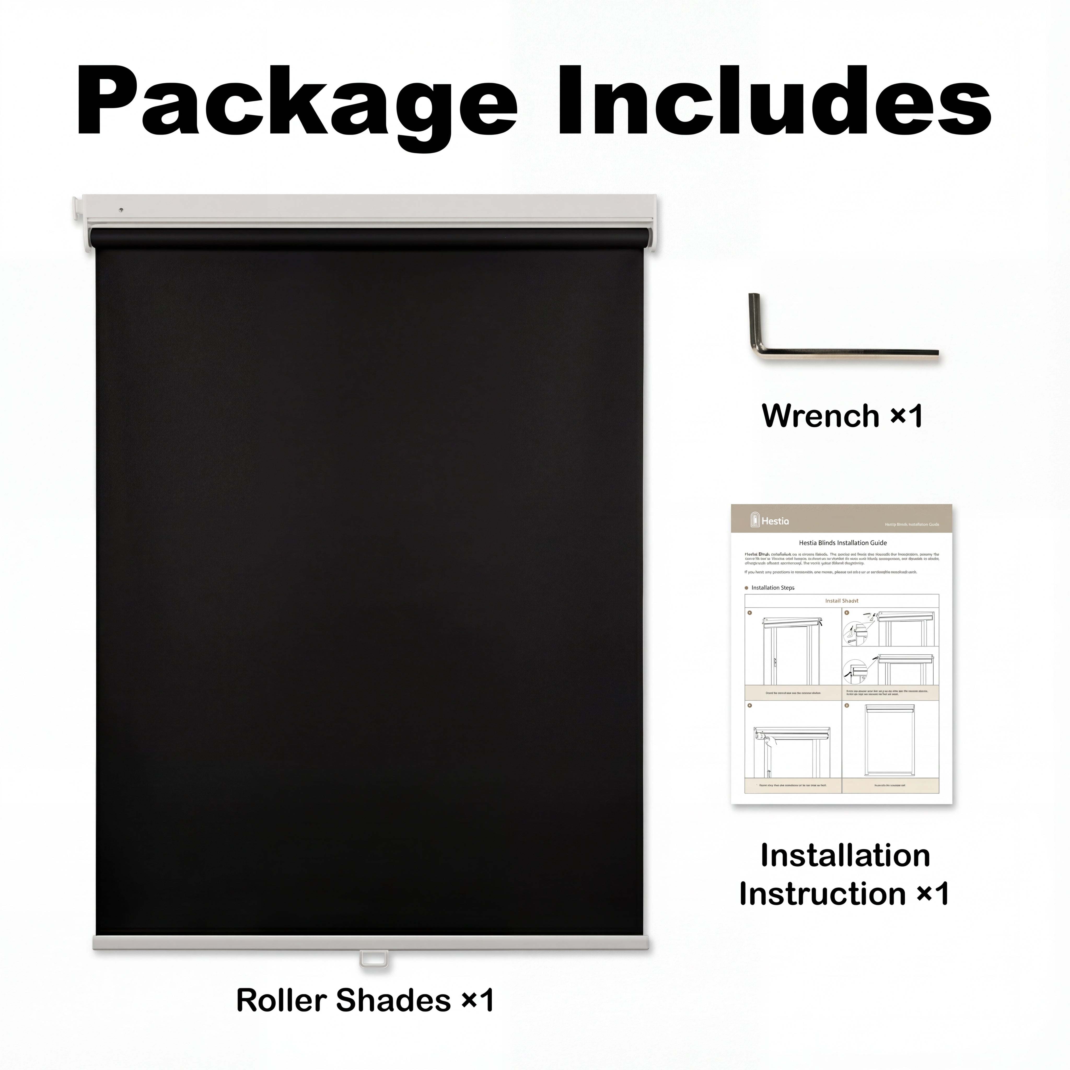 No-Drill Blackout Roller Shades with Fabric Valance