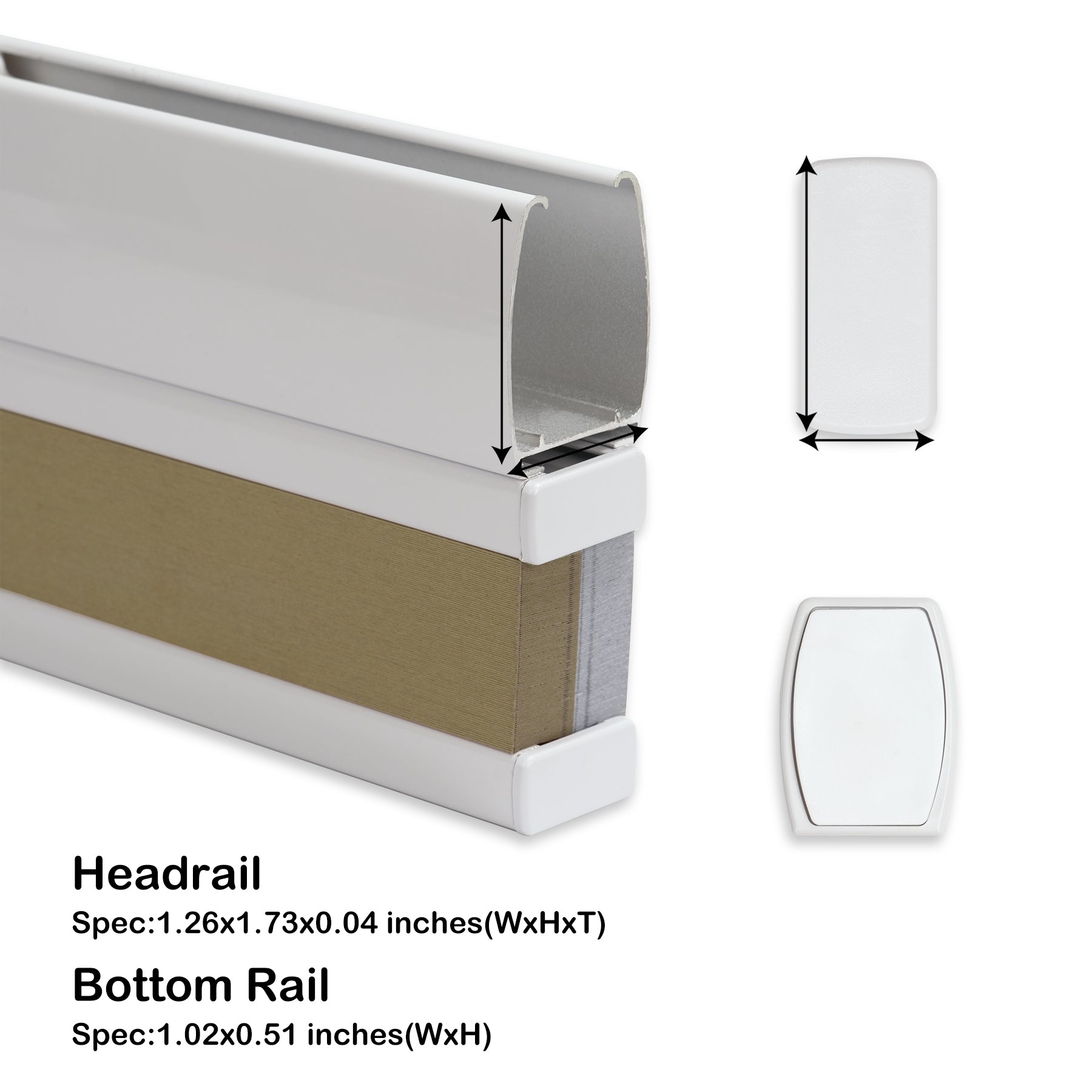 no-drill cordless top down bottom up cellular shades headrail and end caps