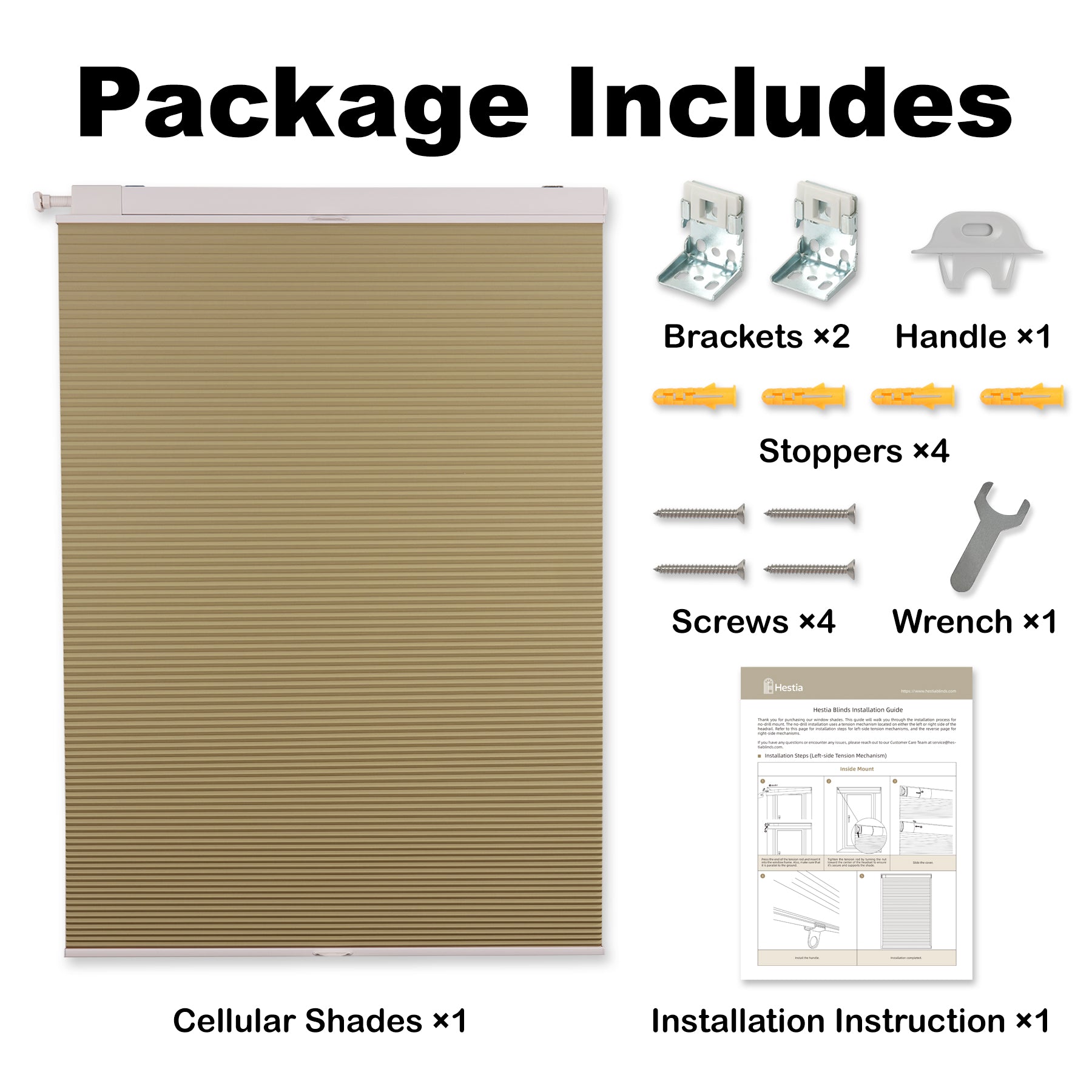 no-drill cordless top down bottom up cellular shades package list