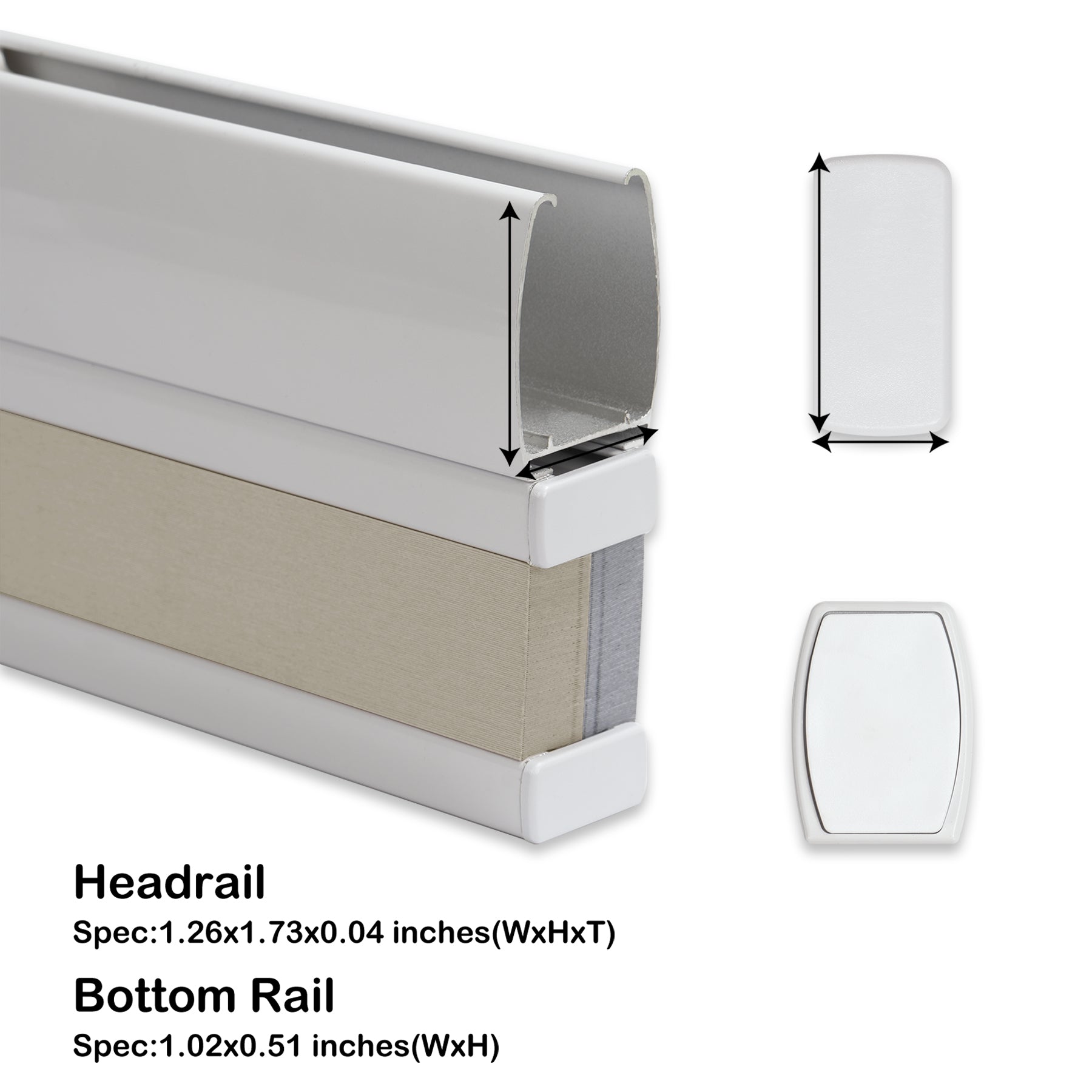 no-drill light filtering top down bottom up cellular shades top rail end cap