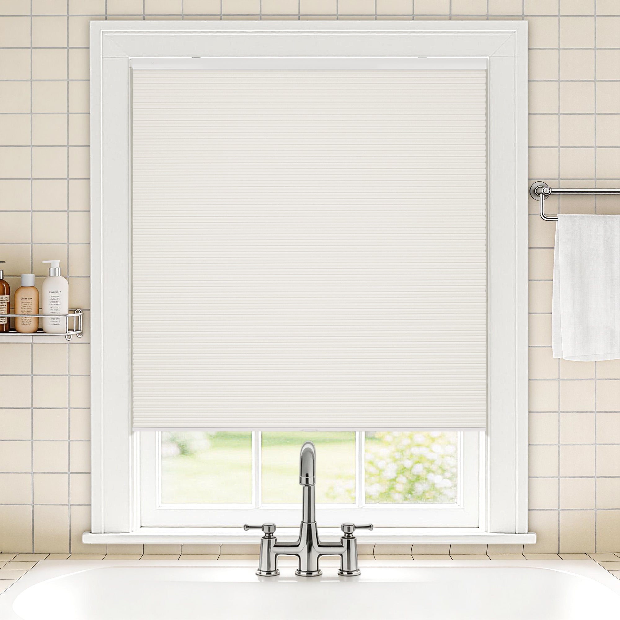 no drill waterproof cordless blackout cellular shades-color-brilliant white