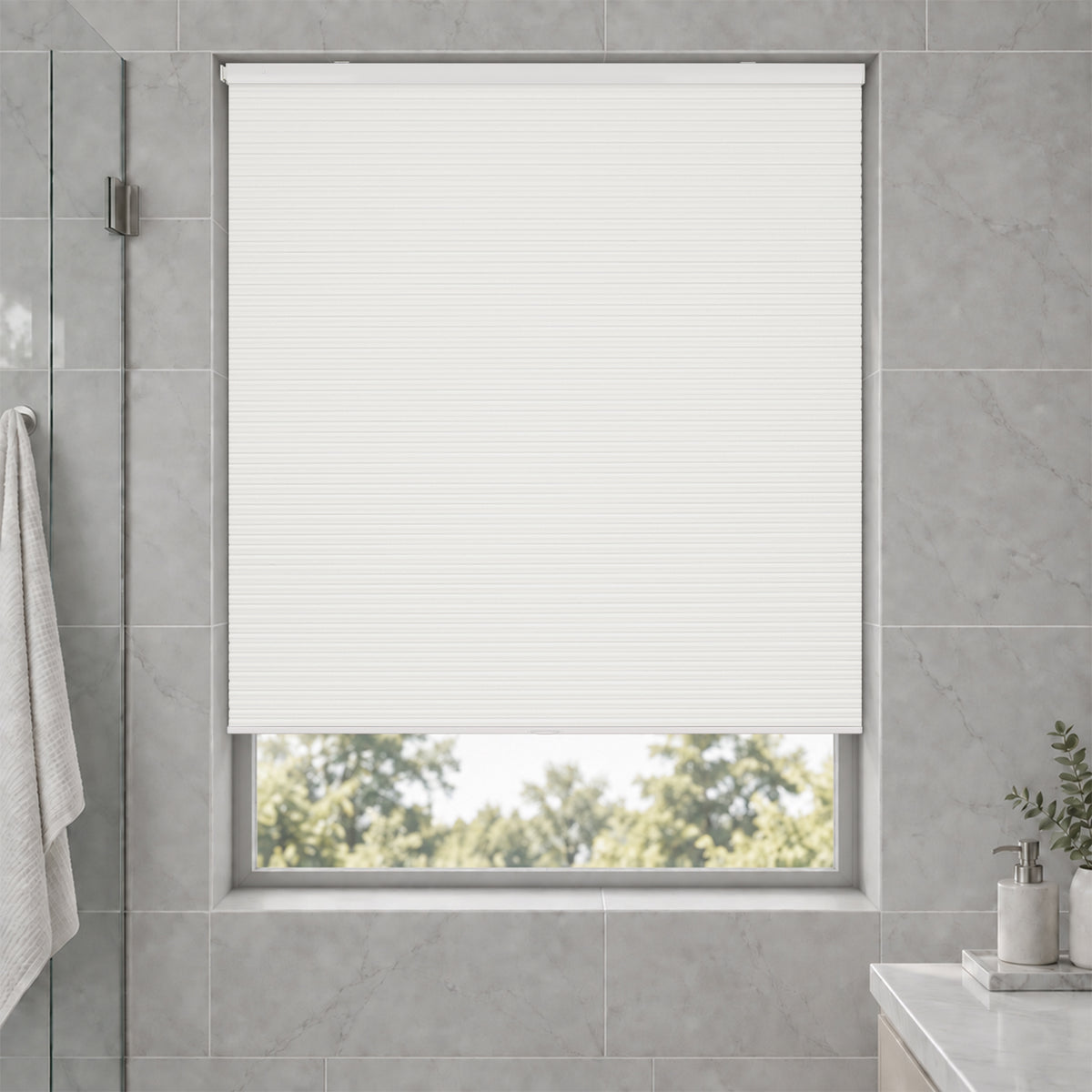 no drill waterproof cordless blackout cellular shades-color-lucent white