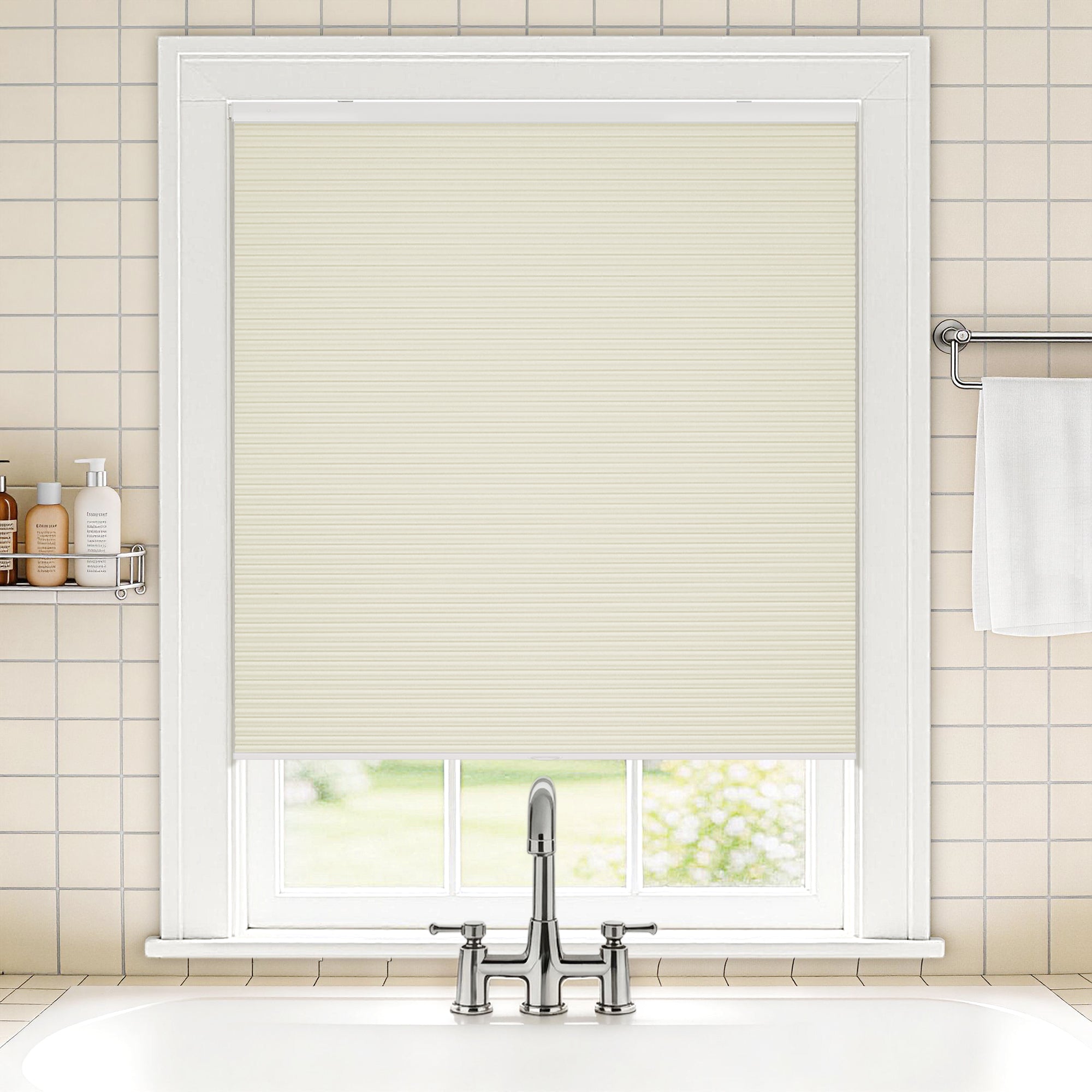 no drill waterproof cordless blackout cellular shades-color-vanilla ice