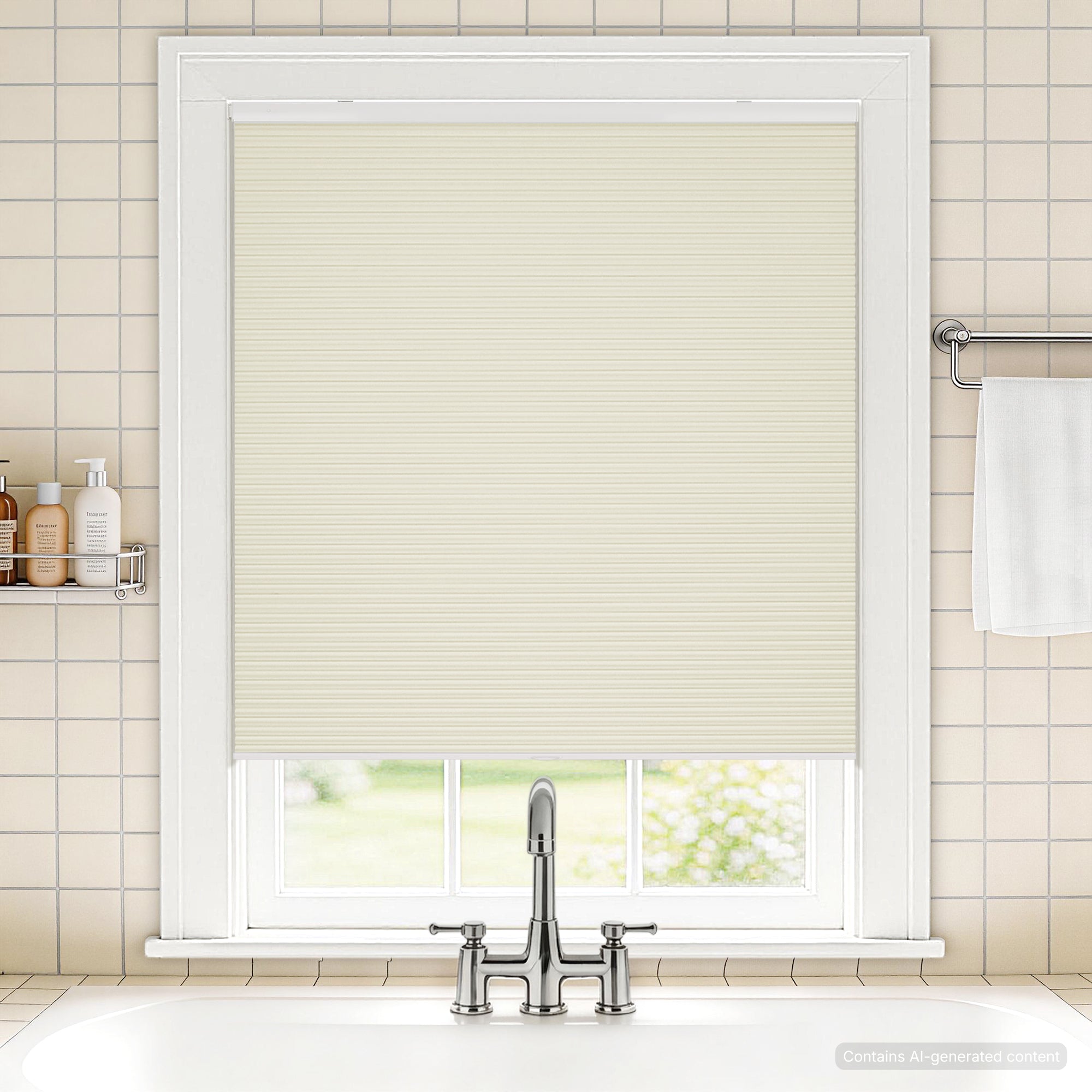 no drill waterproof cordless blackout cellular shades-color-vanilla ice
