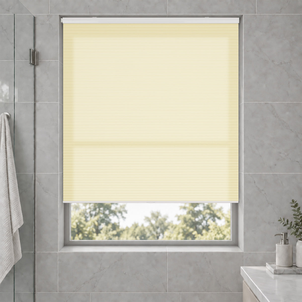 no drill waterproof cordless light filtering cellular shades-color-bone white