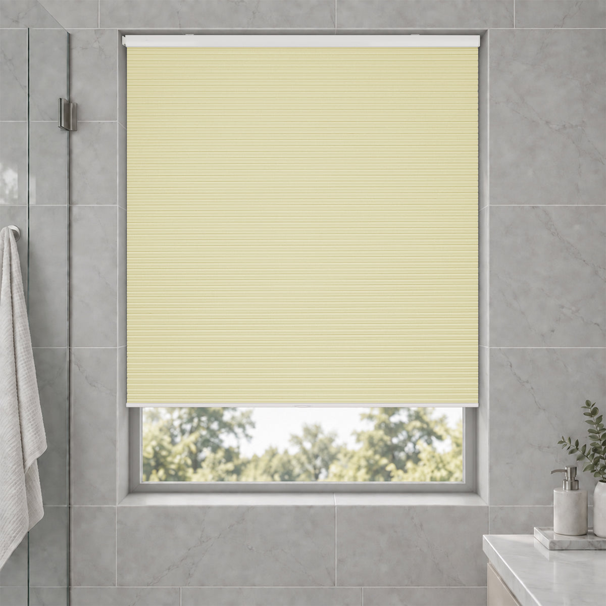 no drill waterproof cordless blackout cellular shades-color-bone white