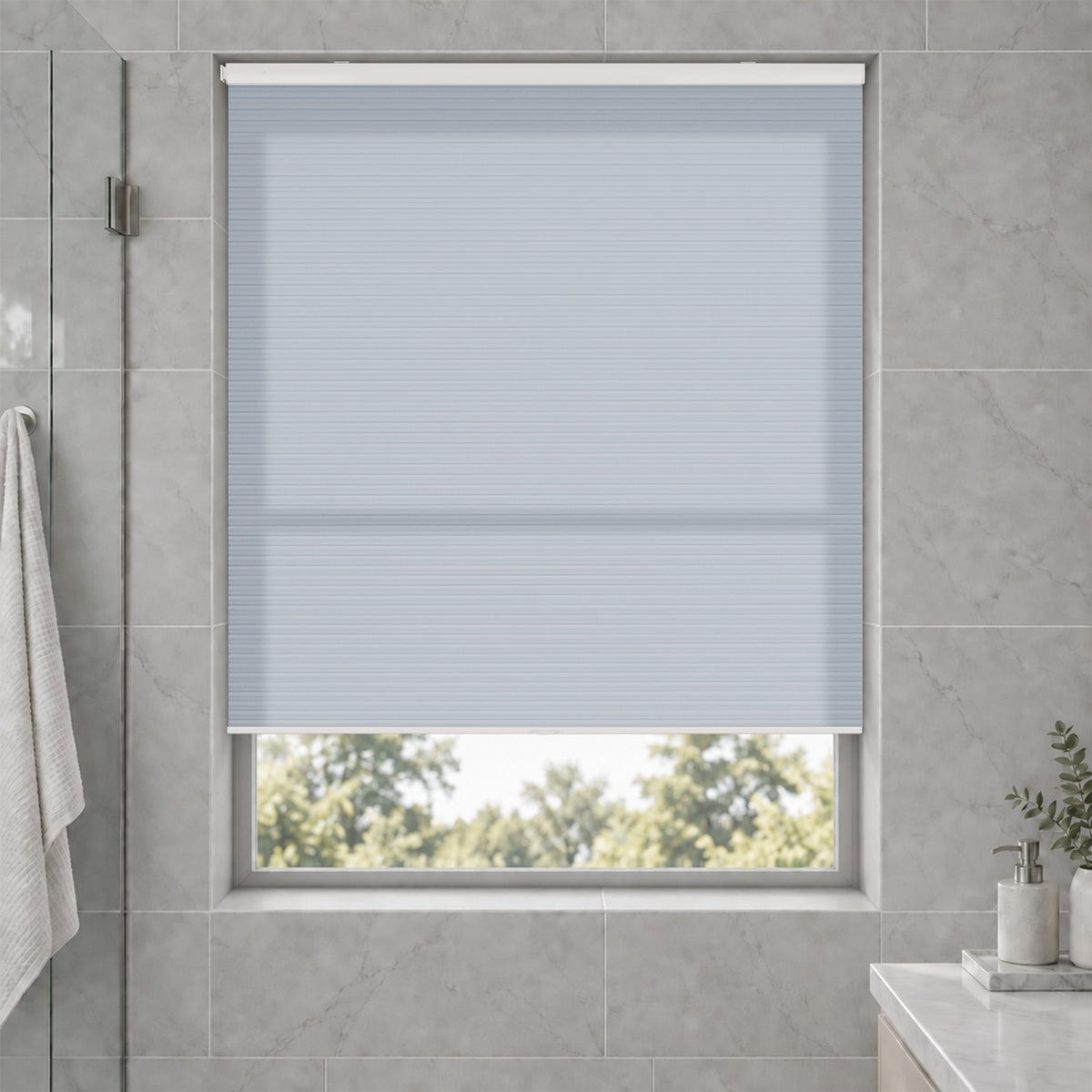 no drill waterproof cordless light filtering cellular shades-color-minimalist gray