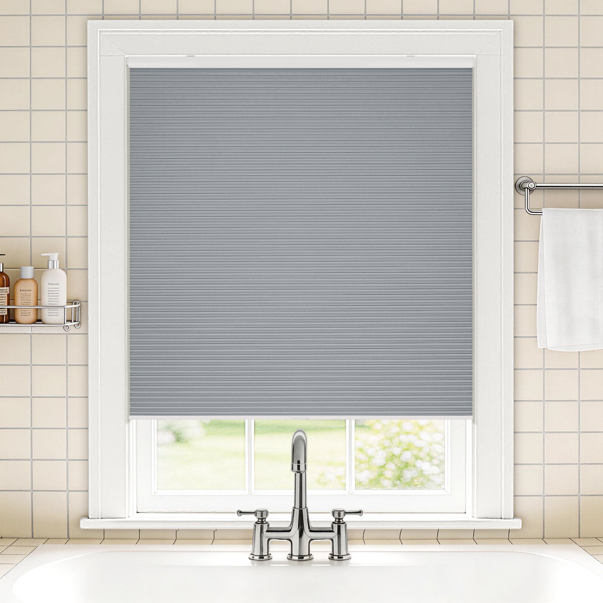 no drill waterproof cordless blackout cellular shades-color-minimalist gray