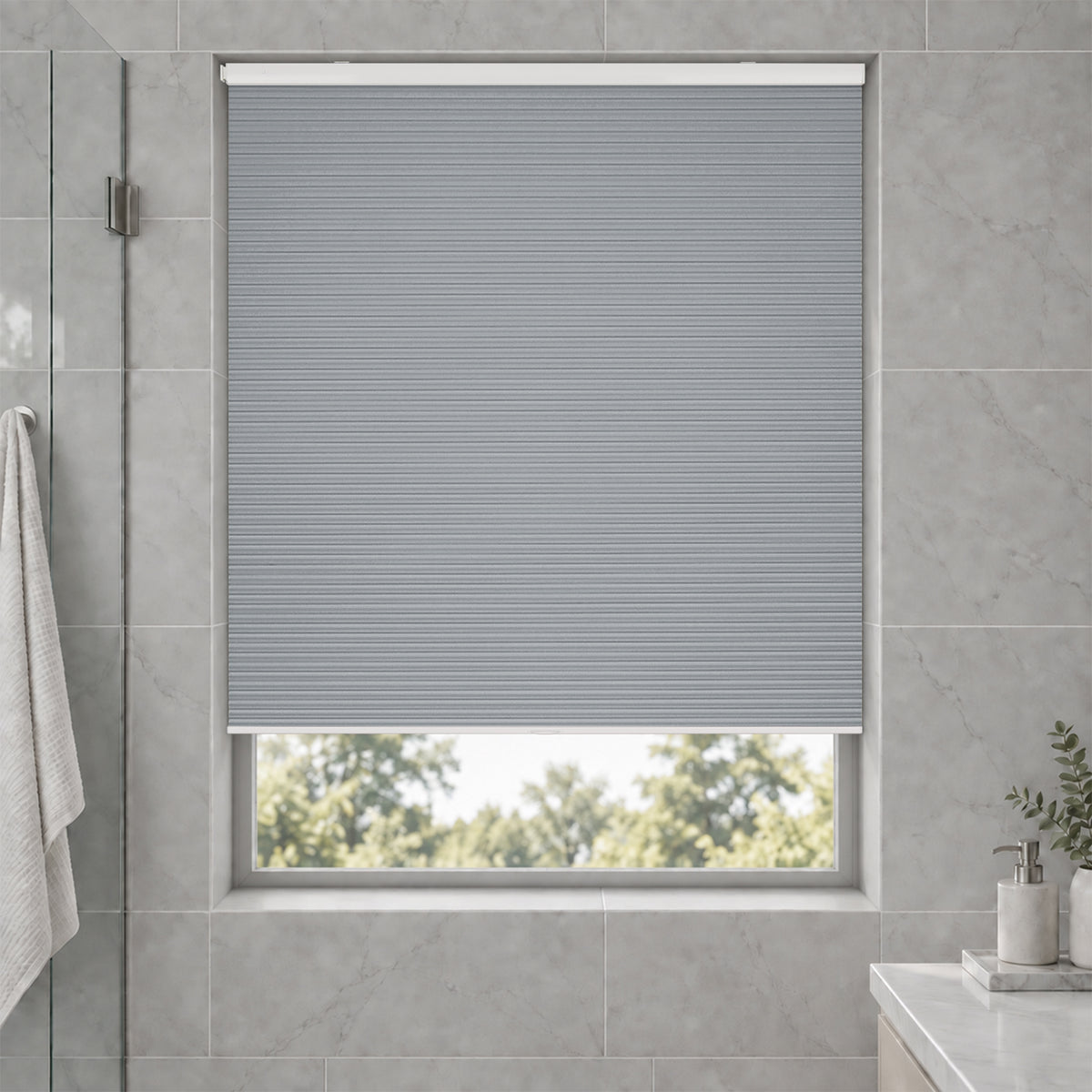no drill waterproof cordless blackout cellular shades-color-minimalist gray