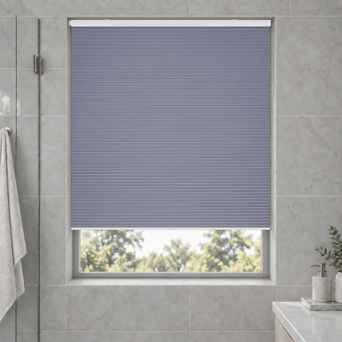 no drill waterproof cordless blackout cellular shades-color-folkstone gray