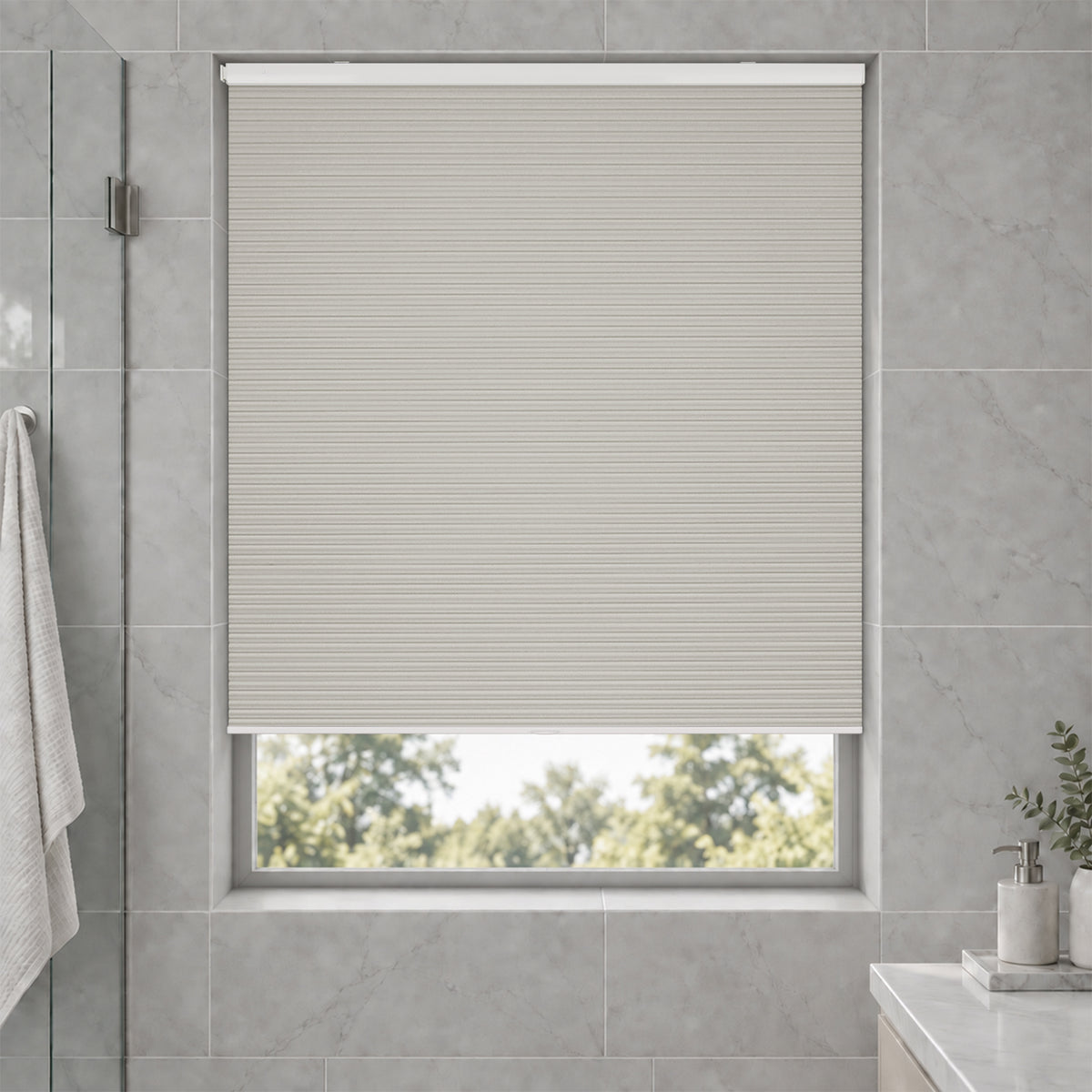 no drill waterproof cordless blackout cellular shades-color-light gray