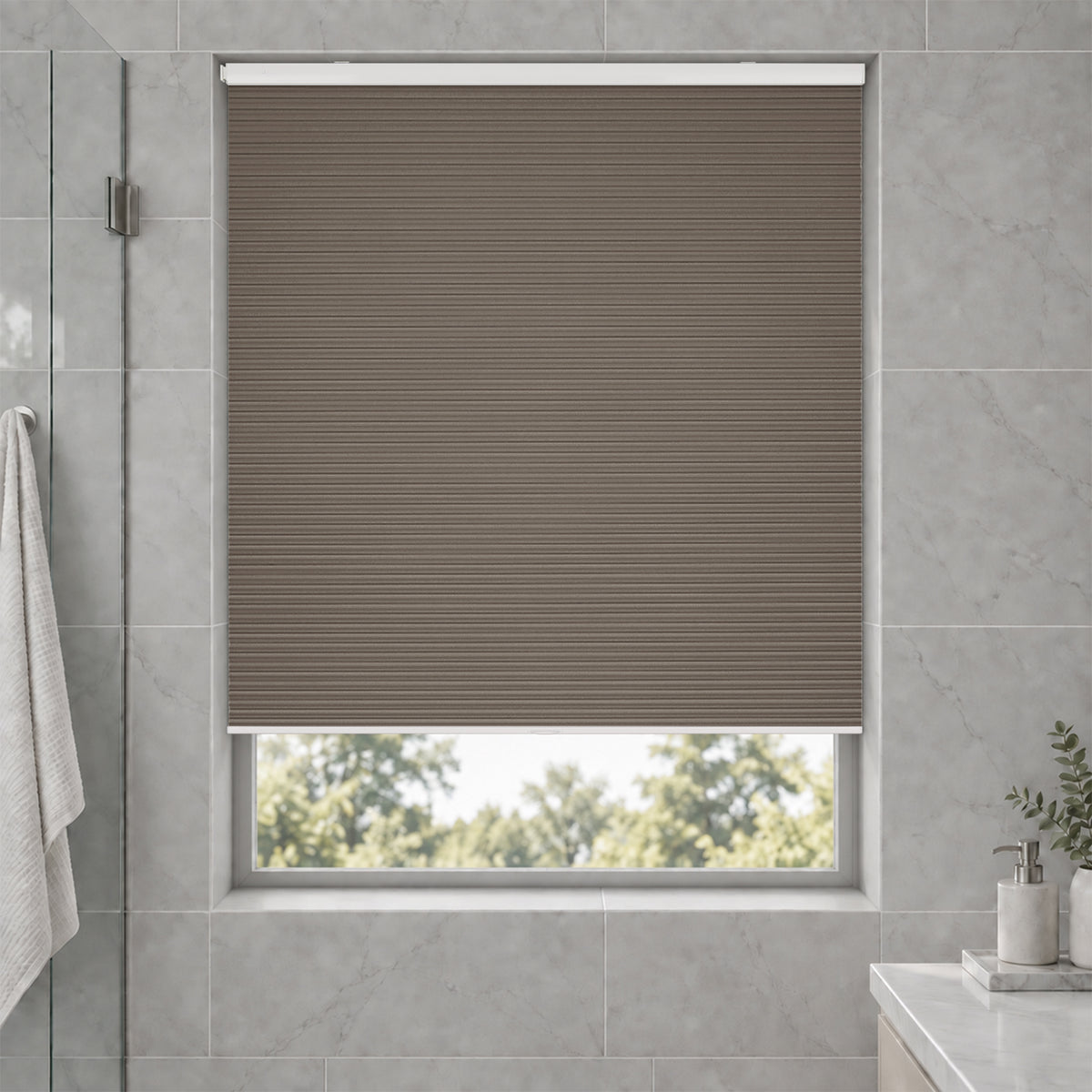 no drill waterproof cordless blackout cellular shades-color-driftwood