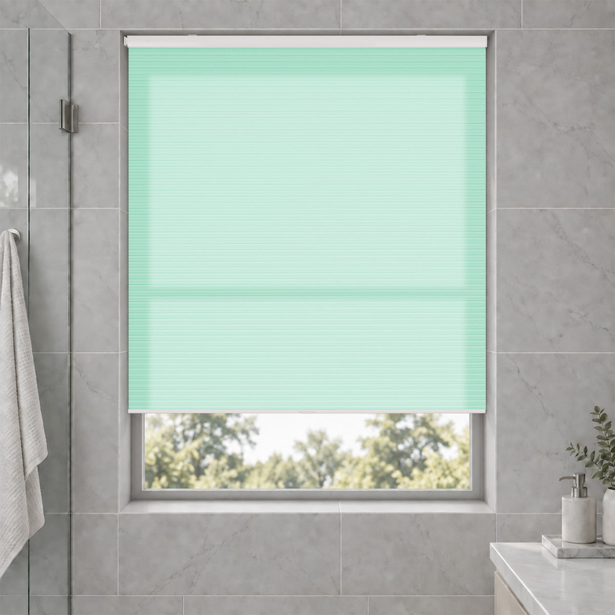 no drill waterproof cordless light filtering cellular shades-color-aruba blue
