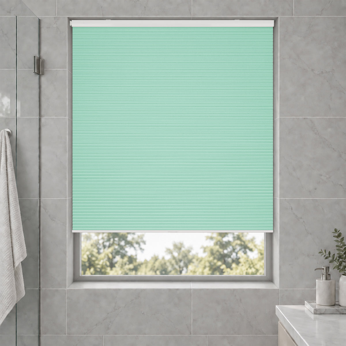 no drill waterproof cordless blackout cellular shades-color-aruba blue