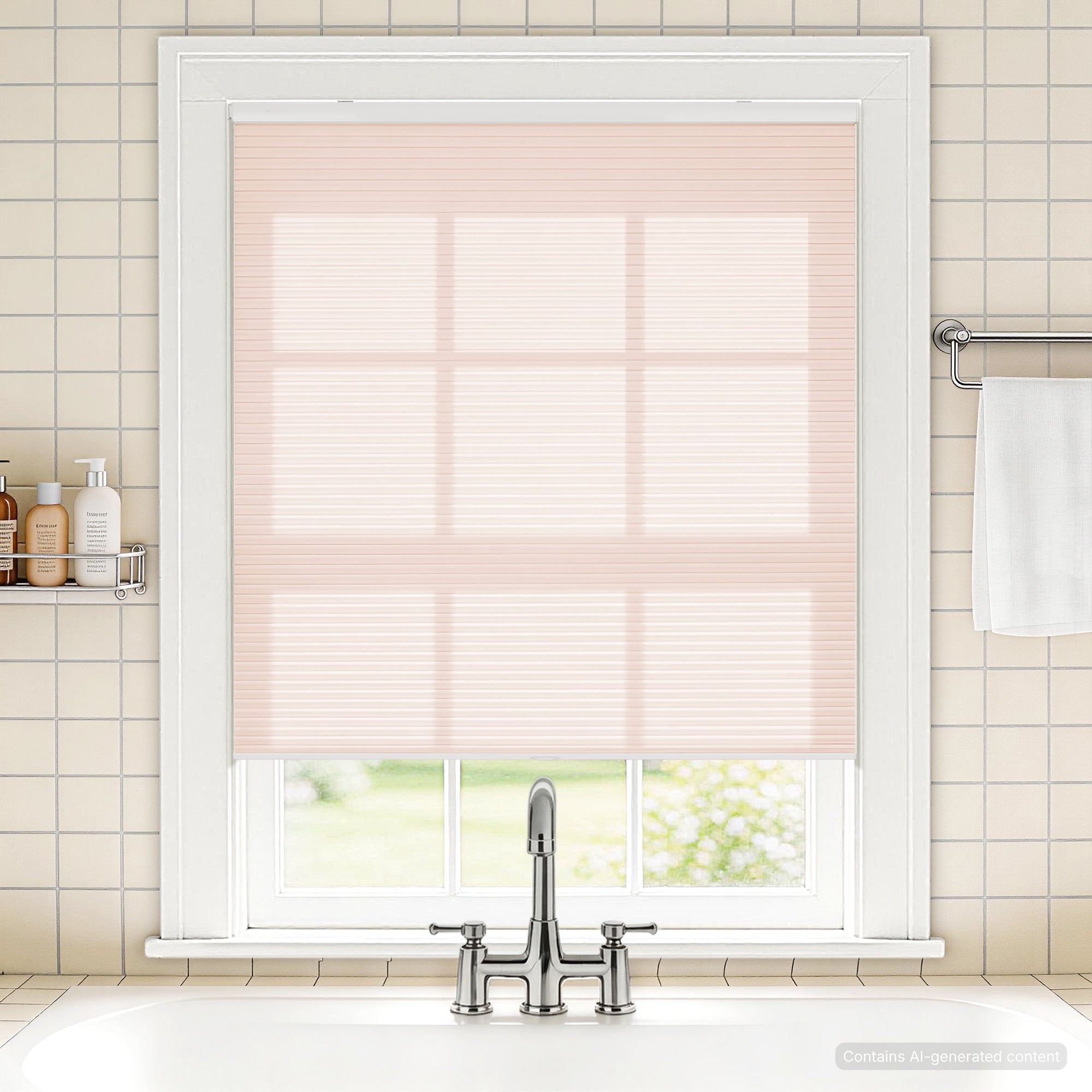 no drill waterproof cordless light filtering cellular shades-color-barely pink