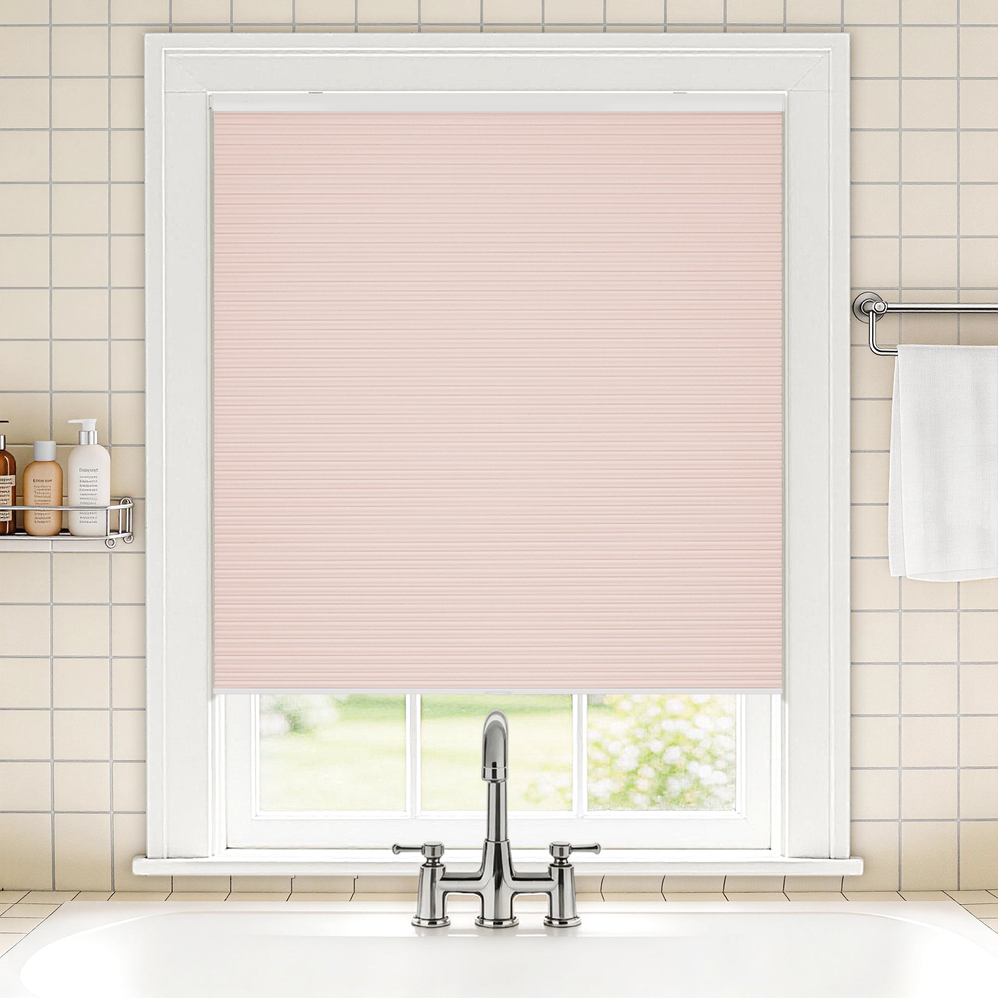 no drill waterproof cordless blackout cellular shades-color-barely pink