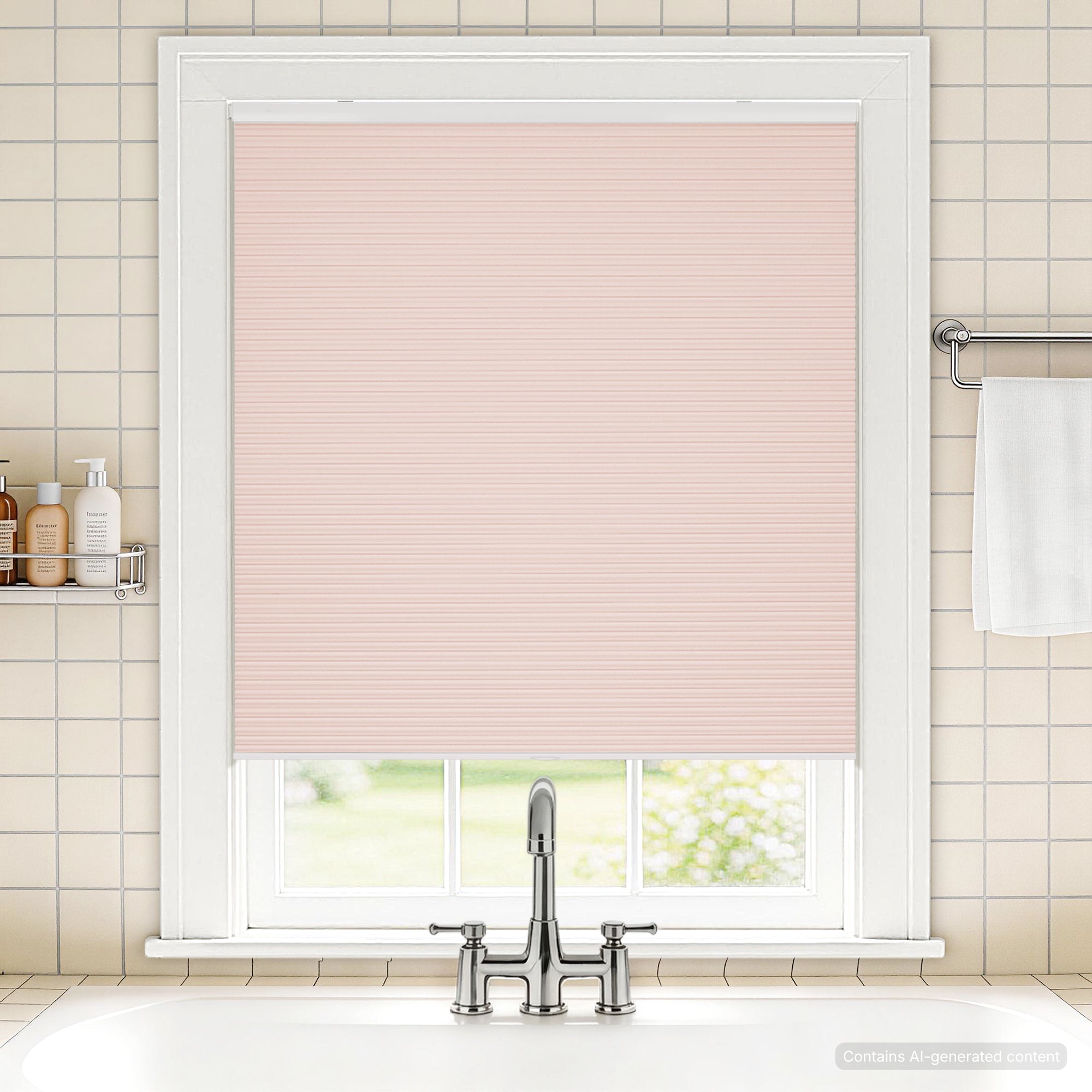 no drill waterproof cordless blackout cellular shades-color-barely pink