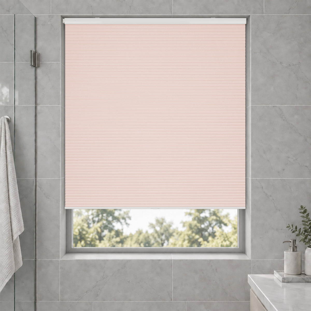 no drill waterproof cordless blackout cellular shades-color-barely pink