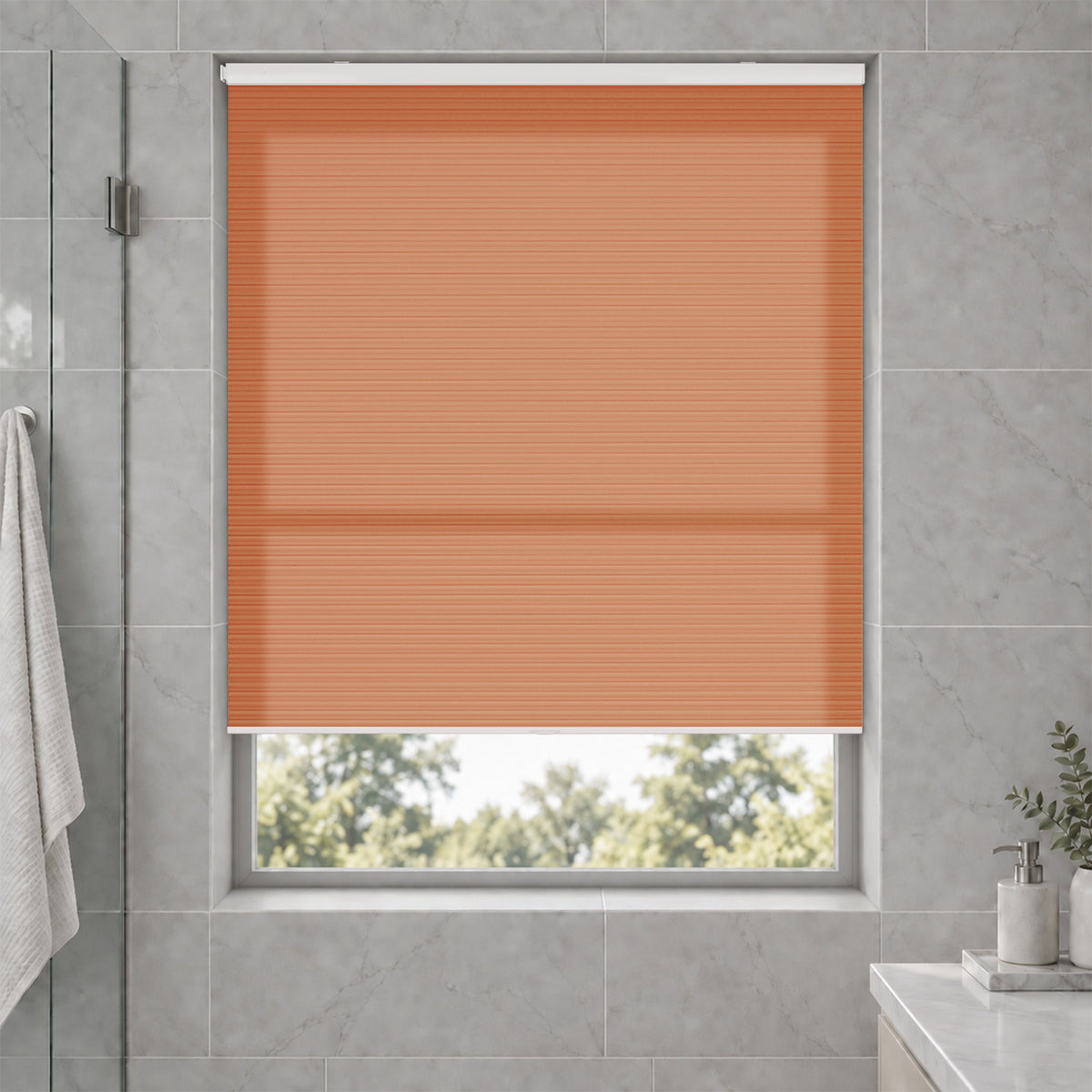 no drill waterproof cordless light filtering cellular shades-color-bruschetta