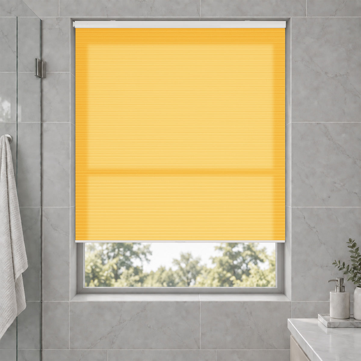 no drill waterproof cordless light filtering cellular shades-color-gold fusion