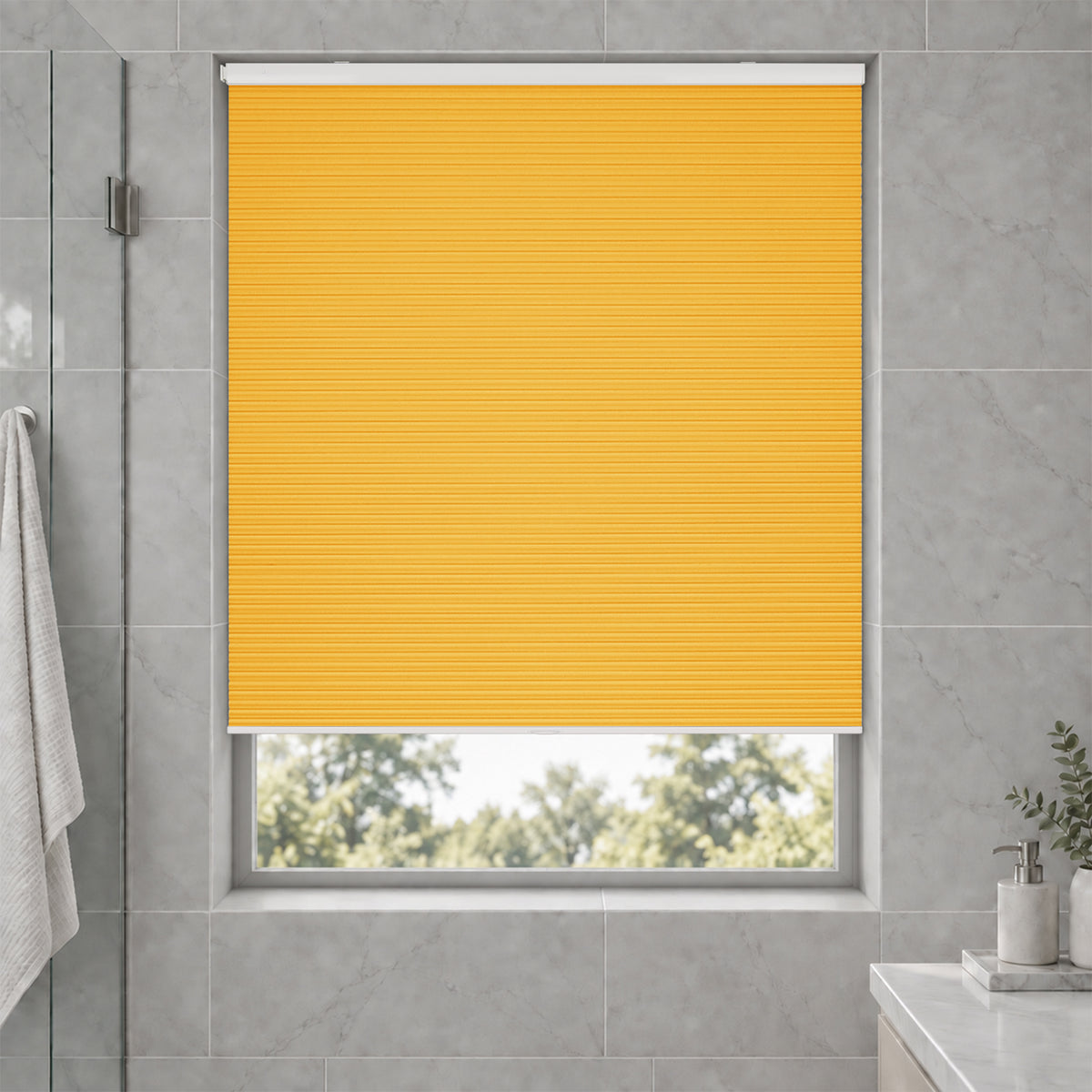 no drill waterproof cordless blackout cellular shades-color-gold fusion
