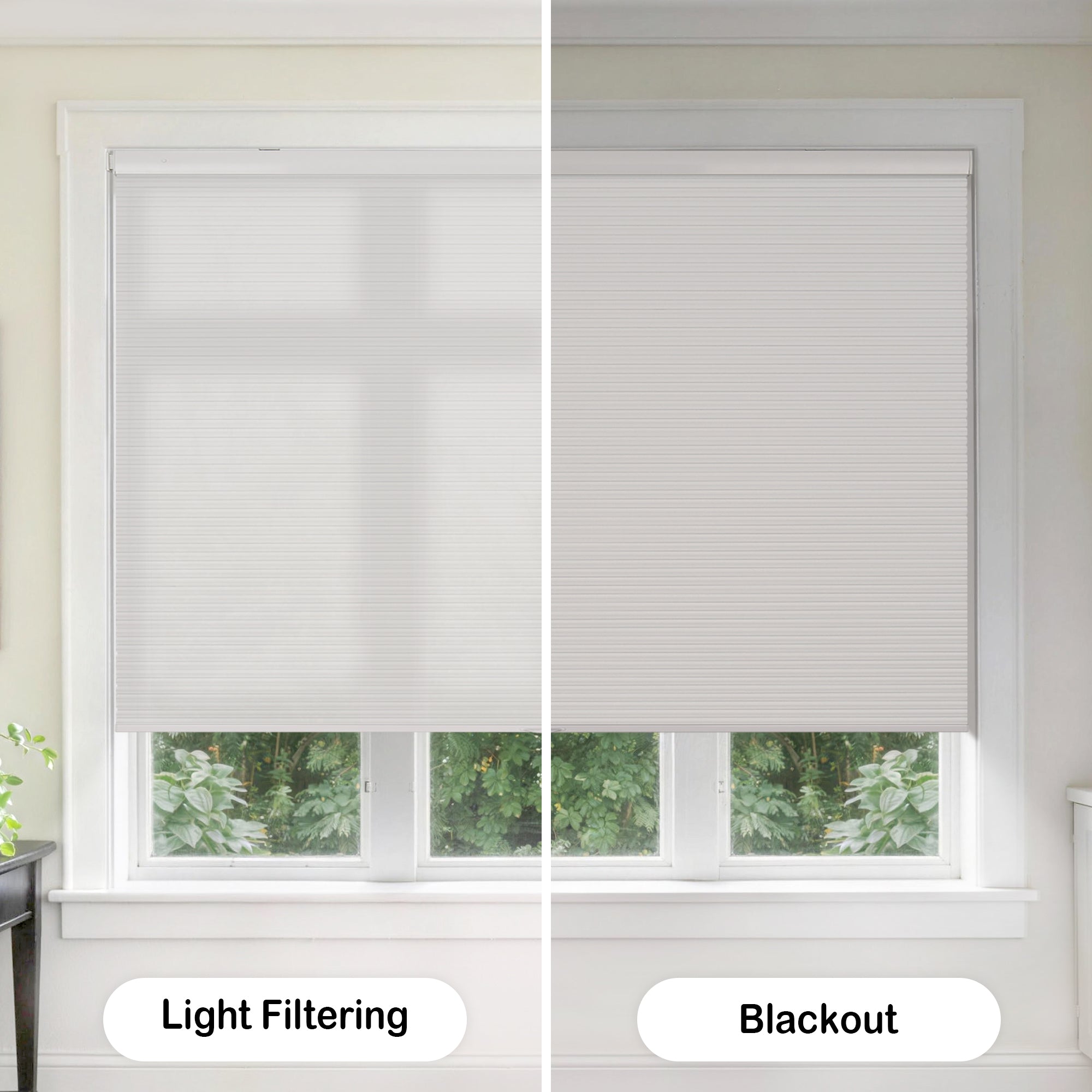 no drilll waterproof cellular shades light filtering vs blackout version | hestia blinds