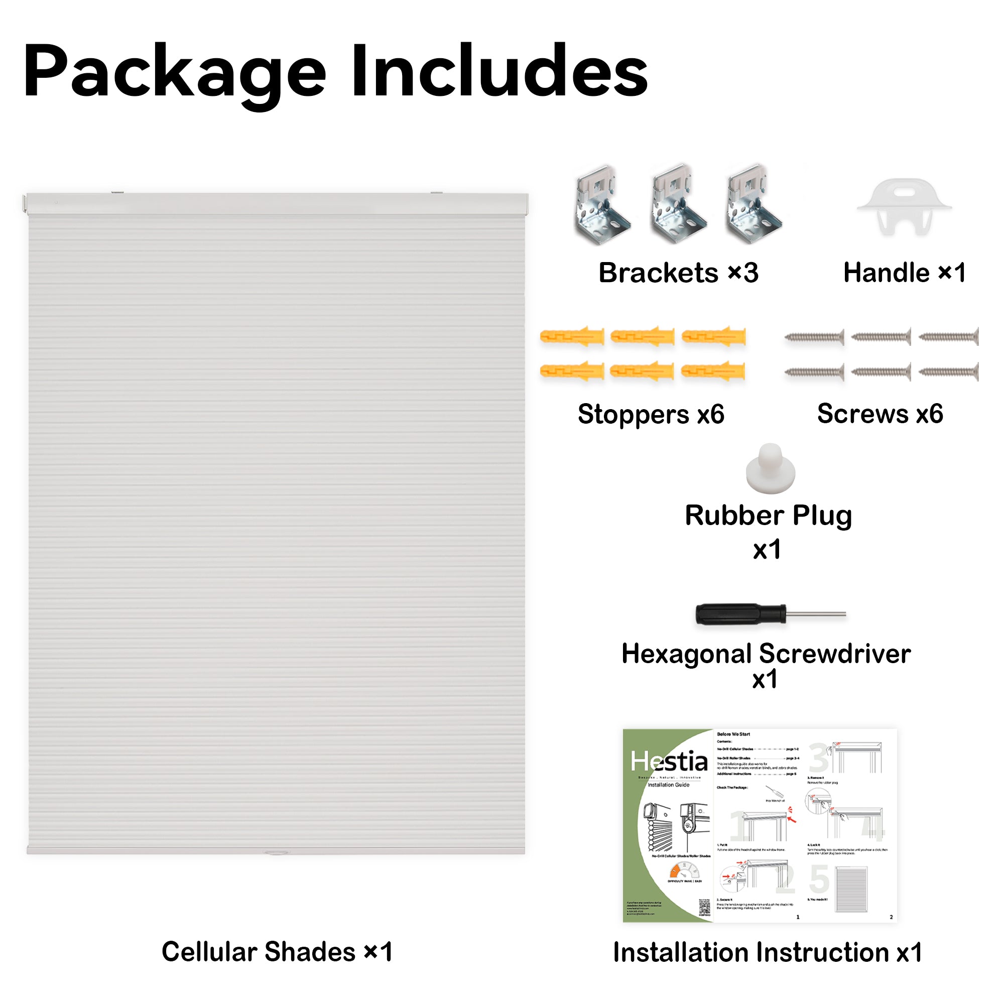 no drilll waterproof cellular shades package checklist | hestia blinds