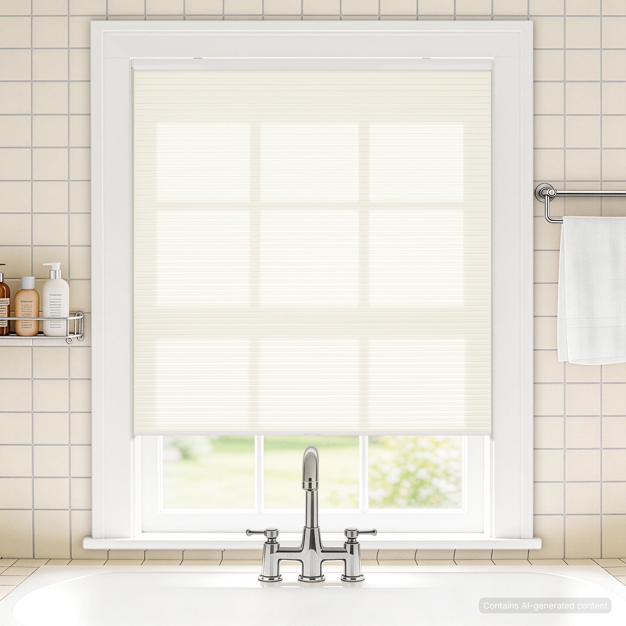 no drilll waterproof cellular shades providing privacy protection and resistance to moisture for bathroom | hestia blinds