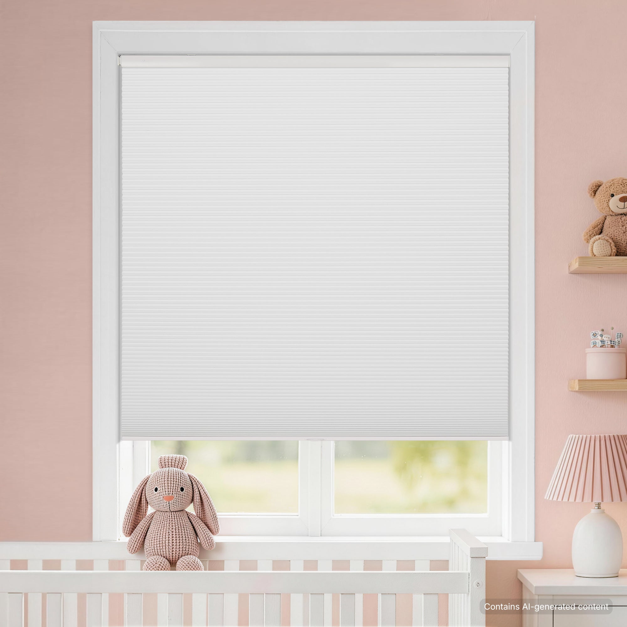 kids room no drill waterproof cordless blackout cellular shades-color-lucent white