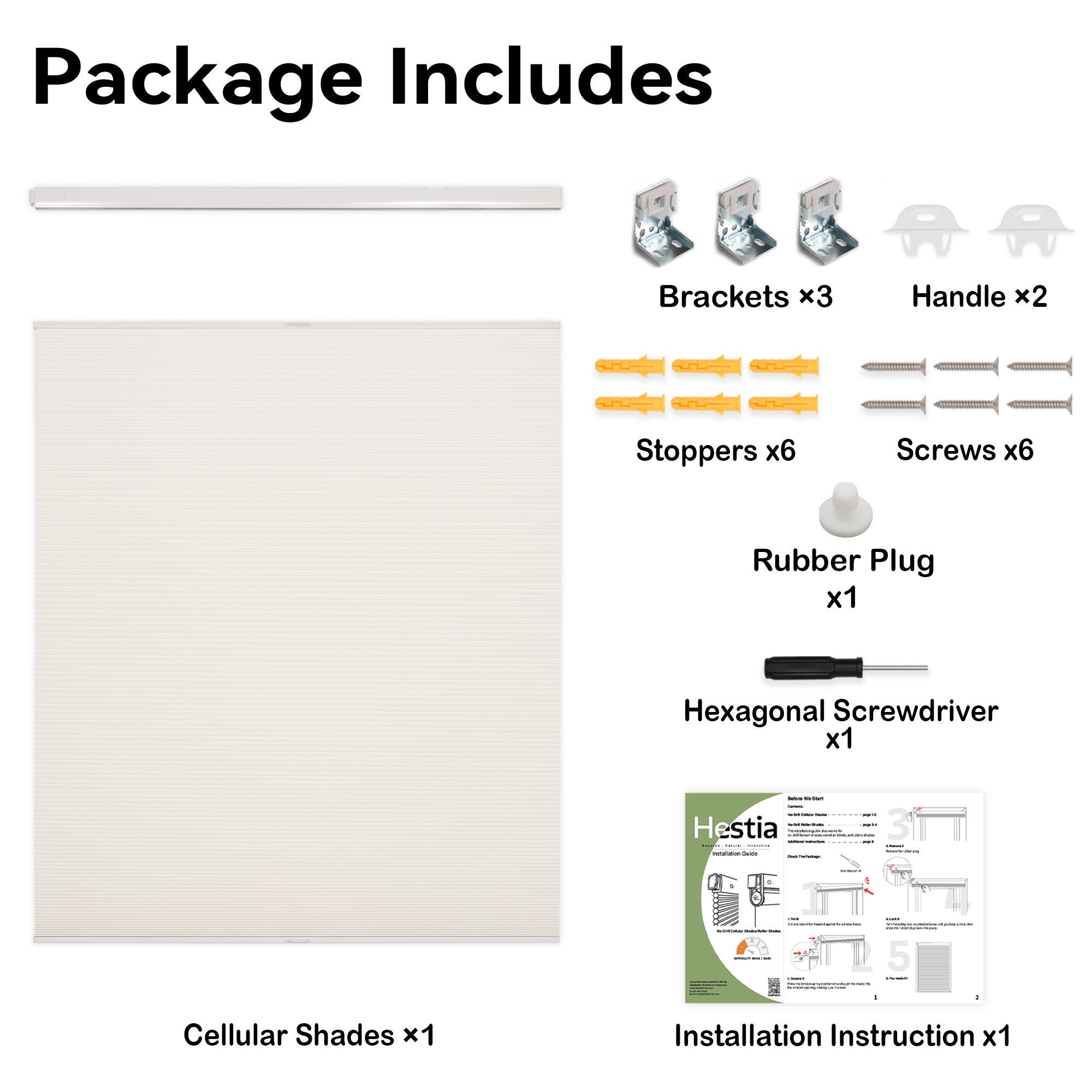 no drill top down bottom up cellular shades package checklist | hestia blinds