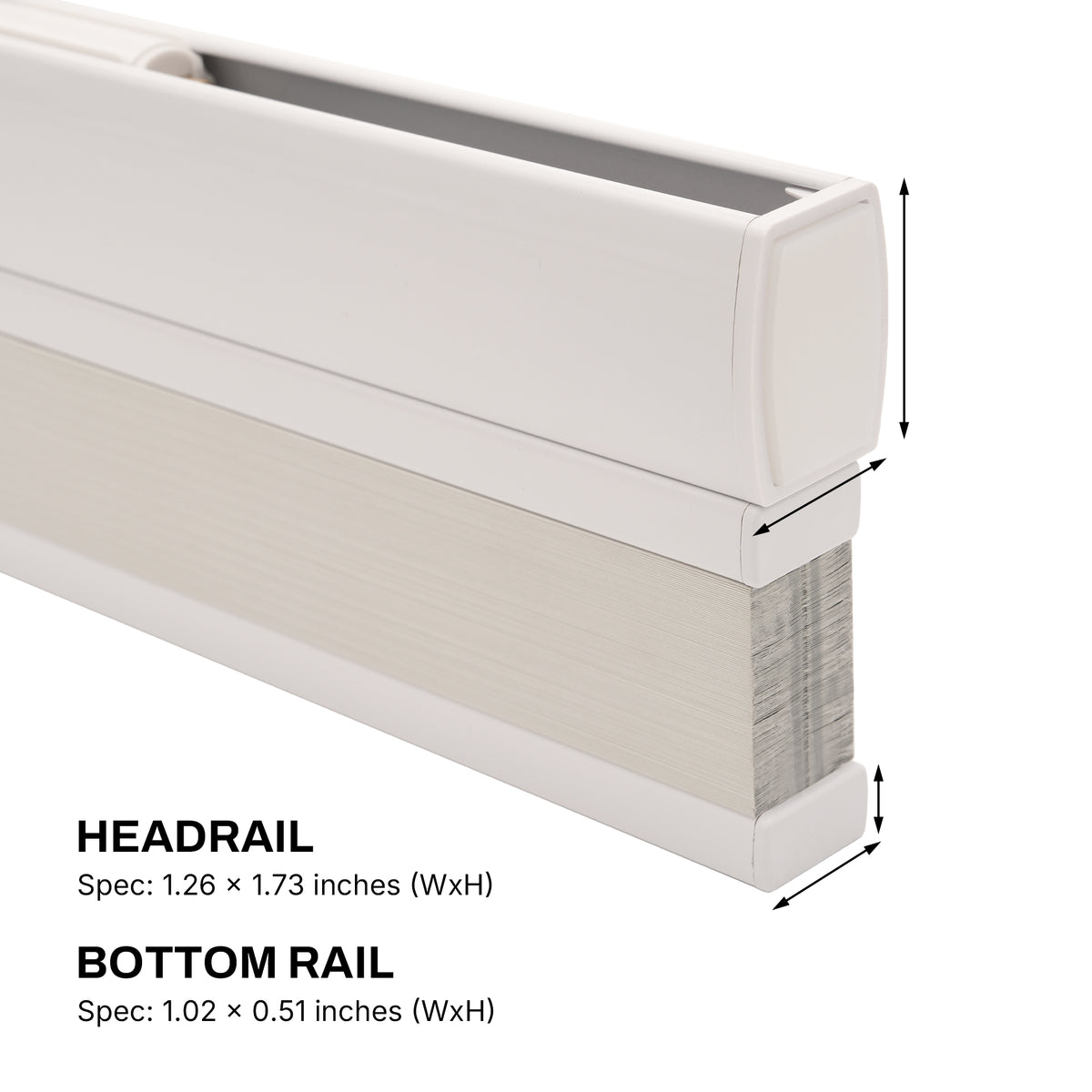 no drill top down bottom up cellular shades headrail dimensions | hestia blinds