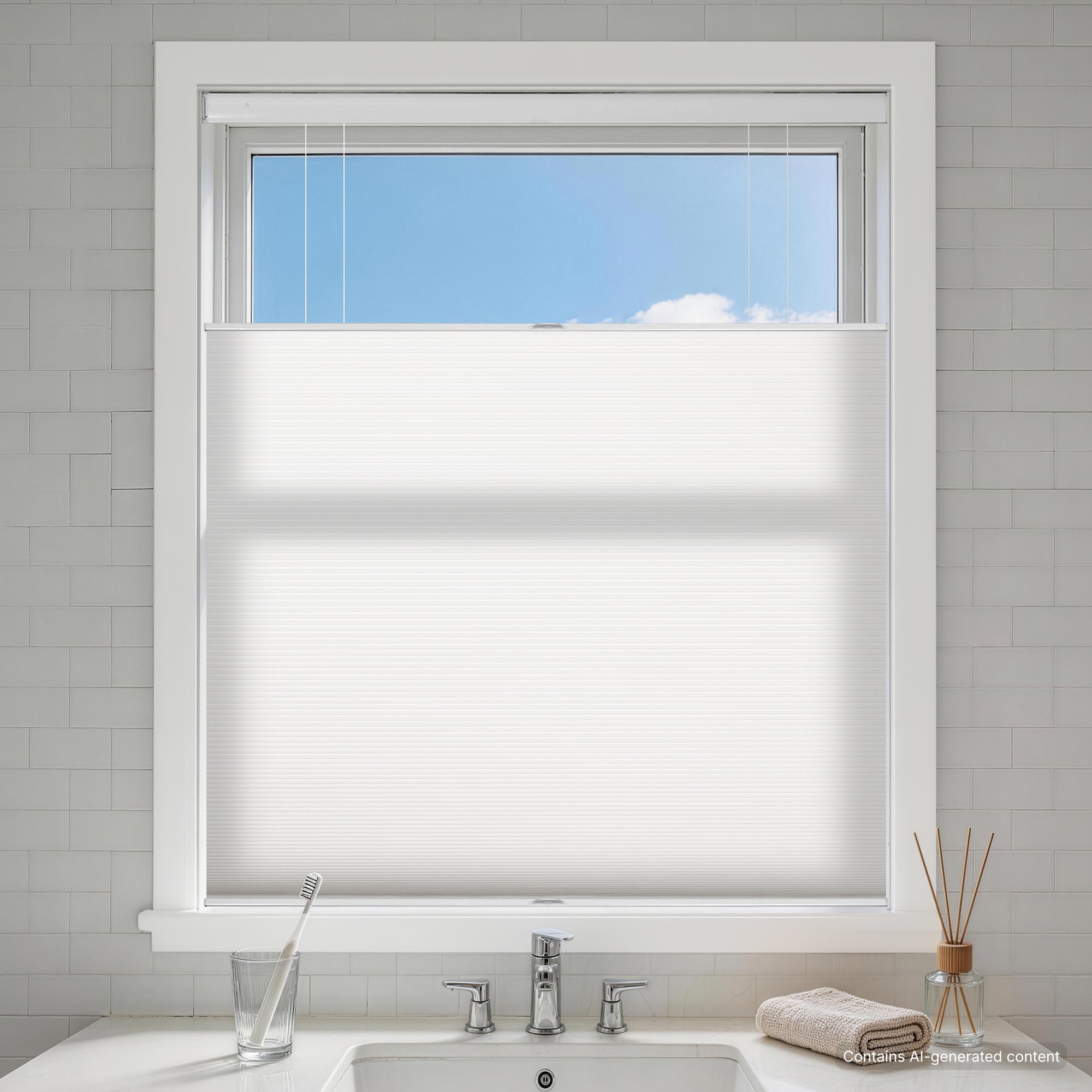 no drill top down bottom up cellular shades light filtering-color-brilliant white