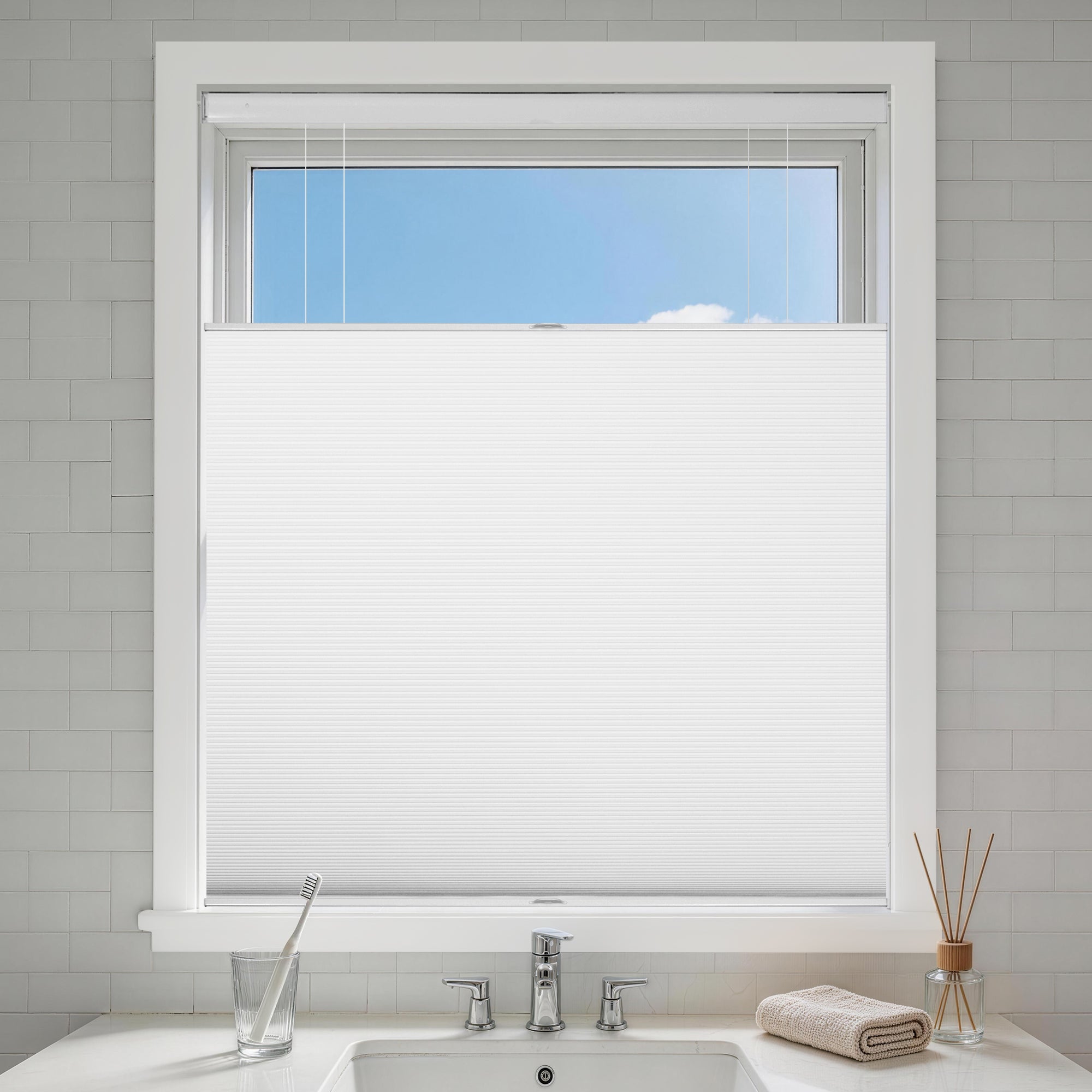 no drill top down bottom up cellular shades blackout-color-lucent white