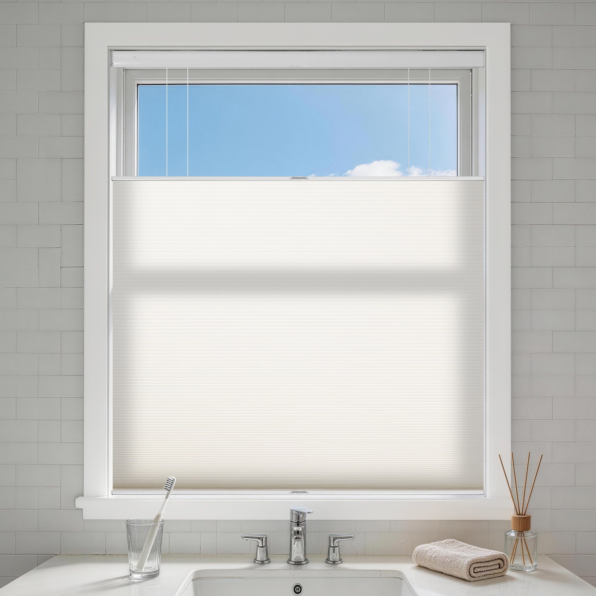 no drill top down bottom up cellular shades light filtering-color-vanilla ice