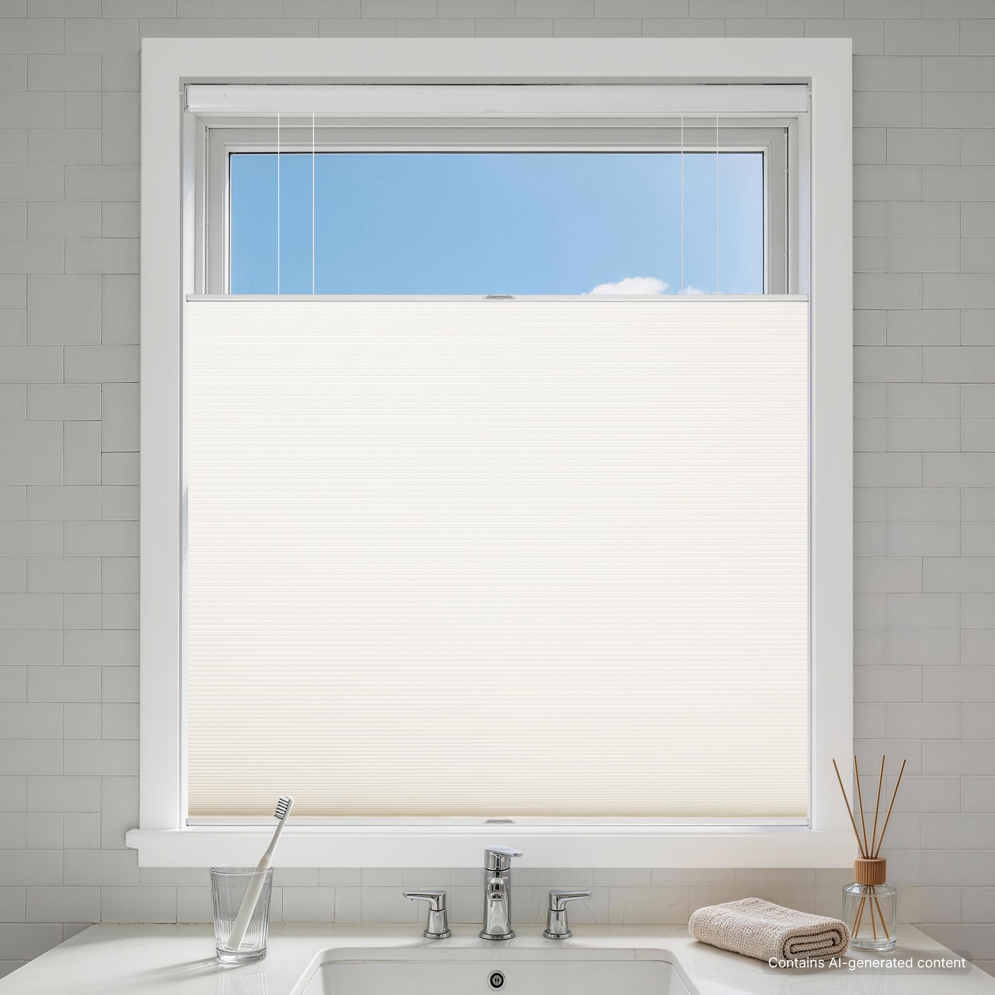 no drill top down bottom up cellular shades blackout-color-vanilla ice
