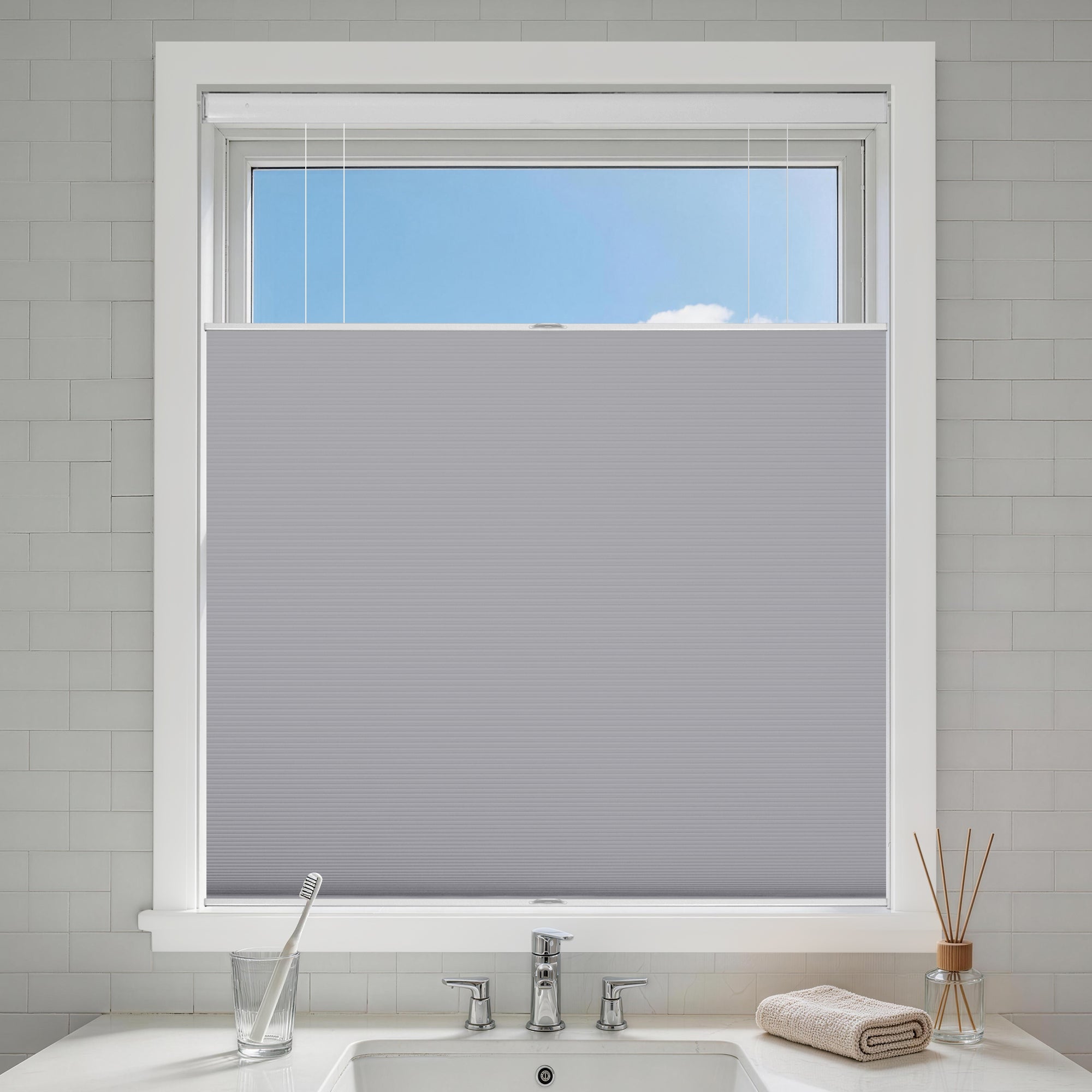 no drill top down bottom up cellular shades blackout-color-minimalist gray