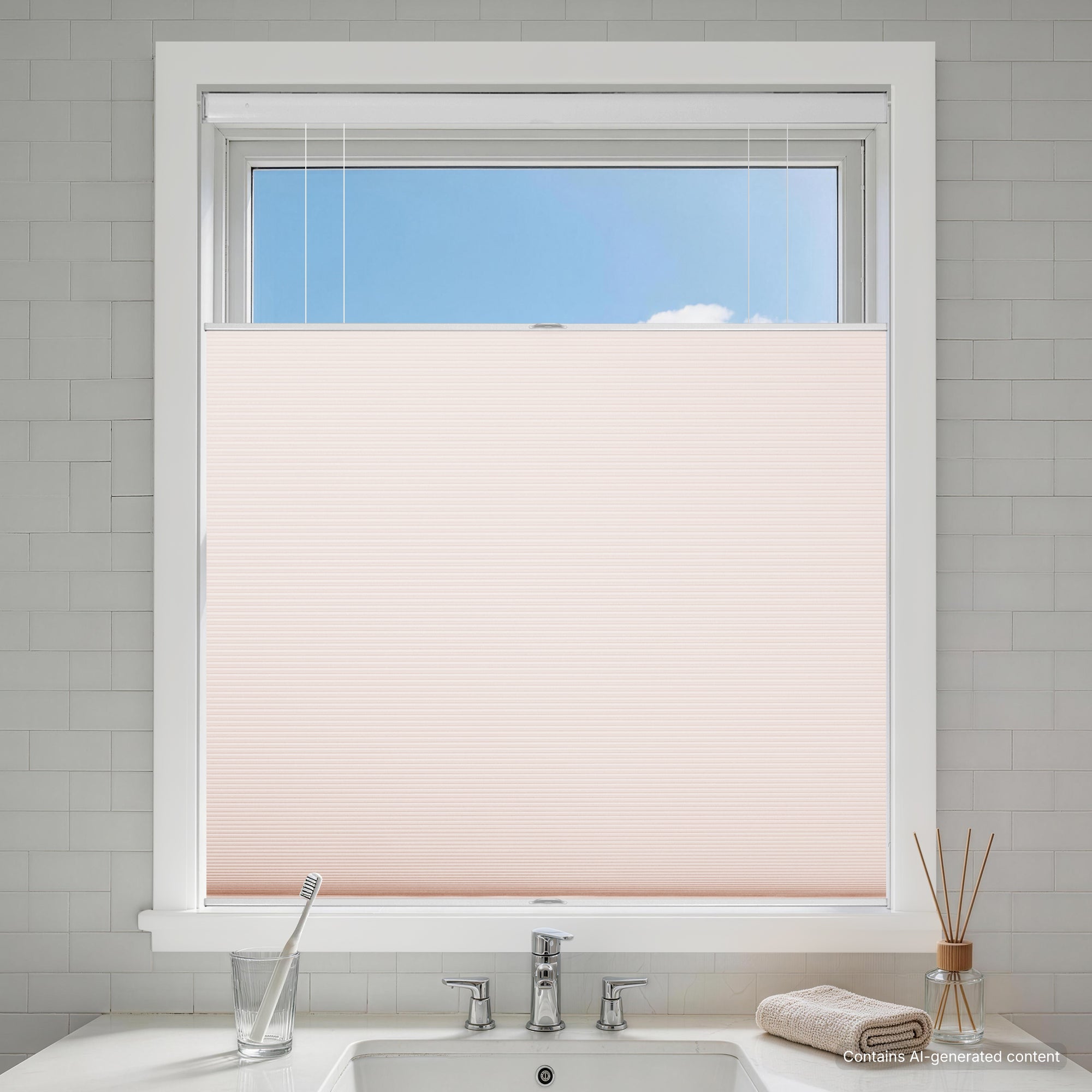 no drill top down bottom up cellular shades blackout-color-barely pink