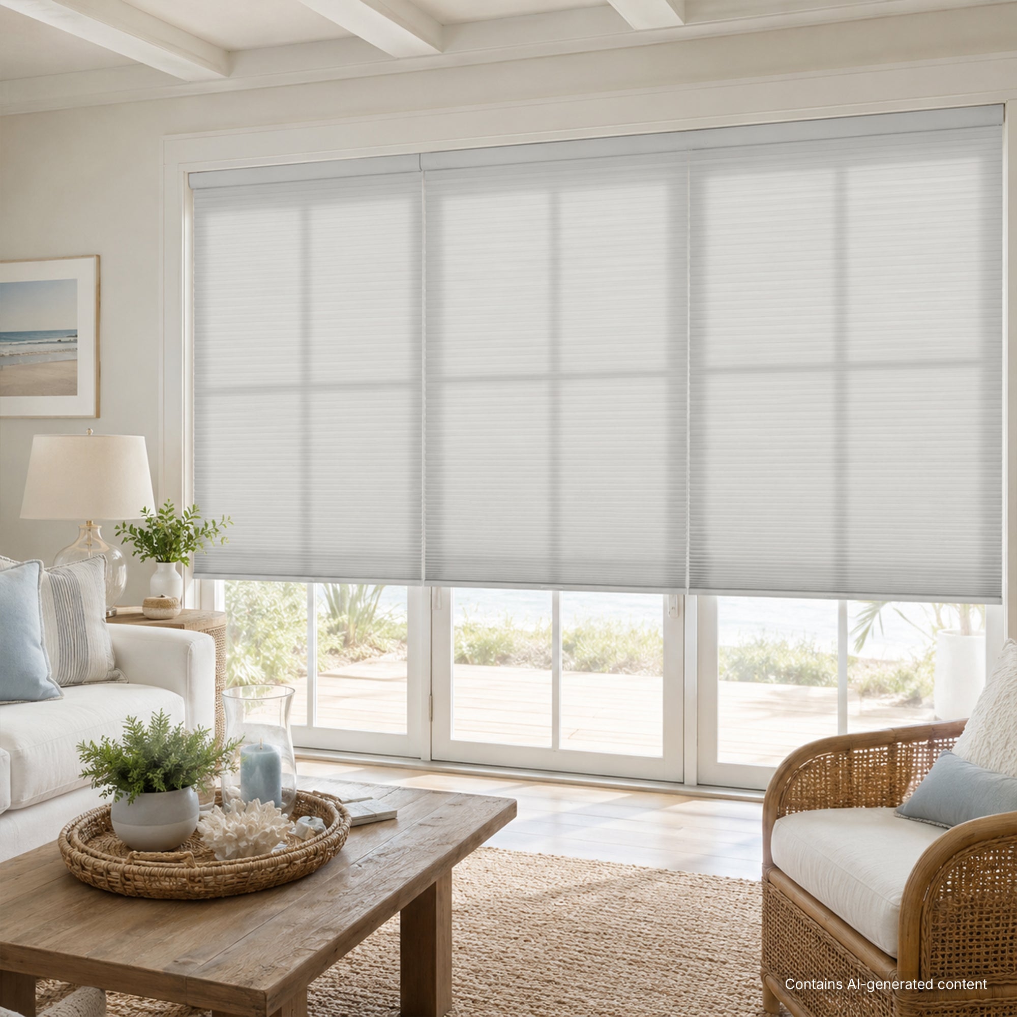 large cell honeycomb shades with fabric-wrapped rails for wide windows | hestia blinds