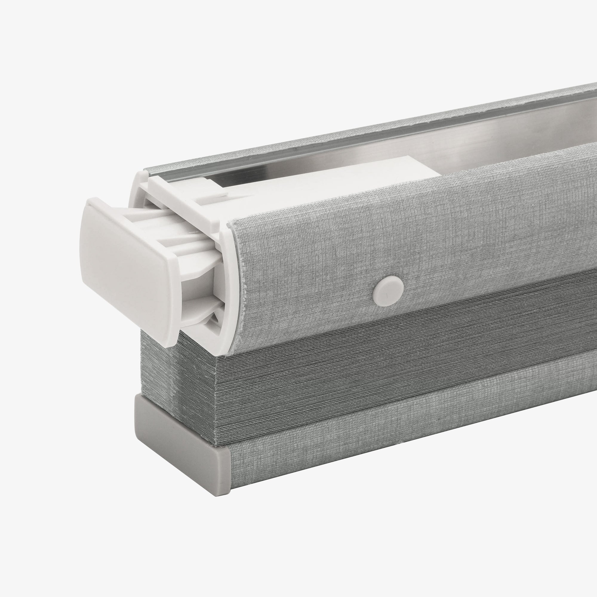 tension rod and fabric-wrapped rails on no drill large cell cellular shades | hestia blinds