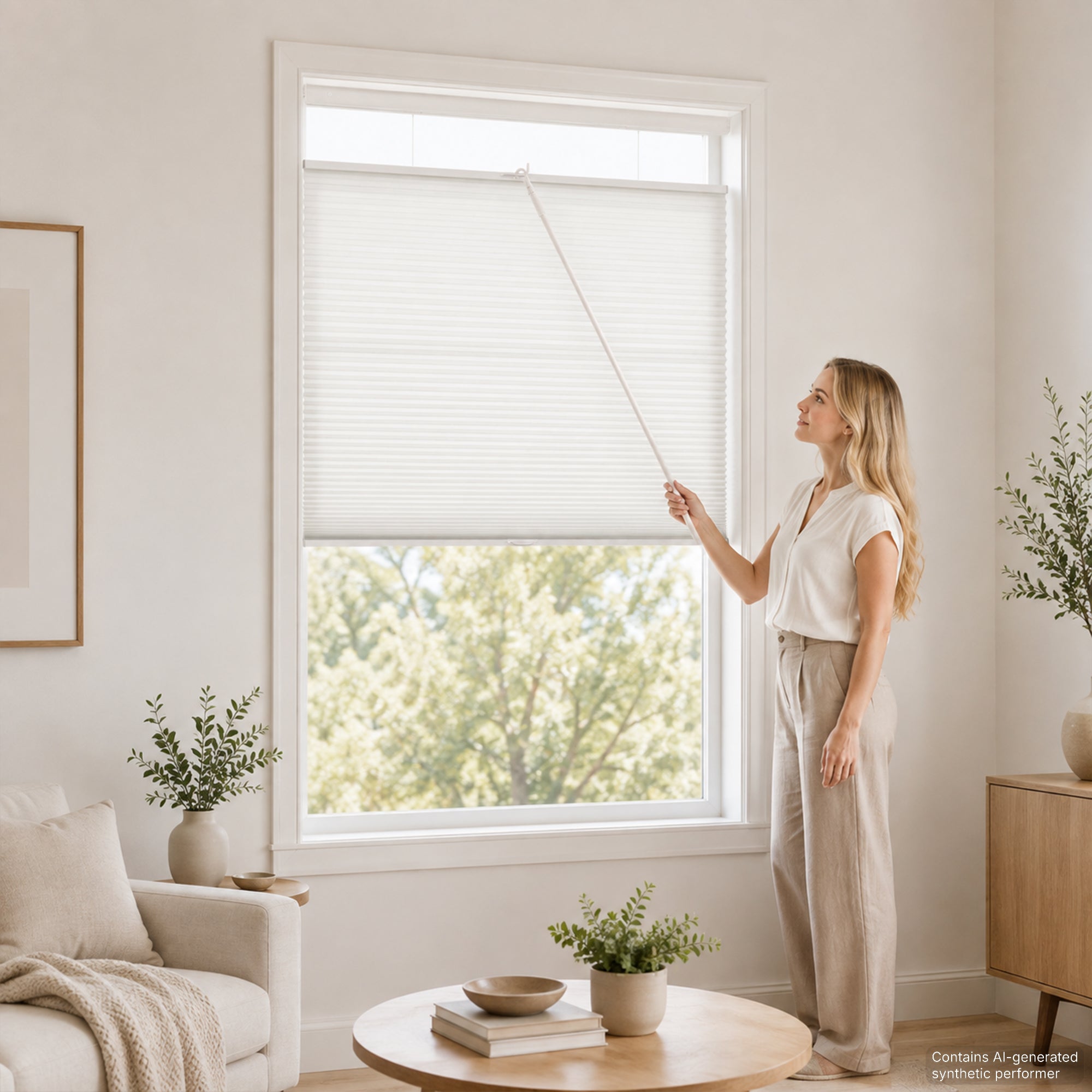 No Drill Large-Cell Cordless Top Down Bottom Up Cellular Shades