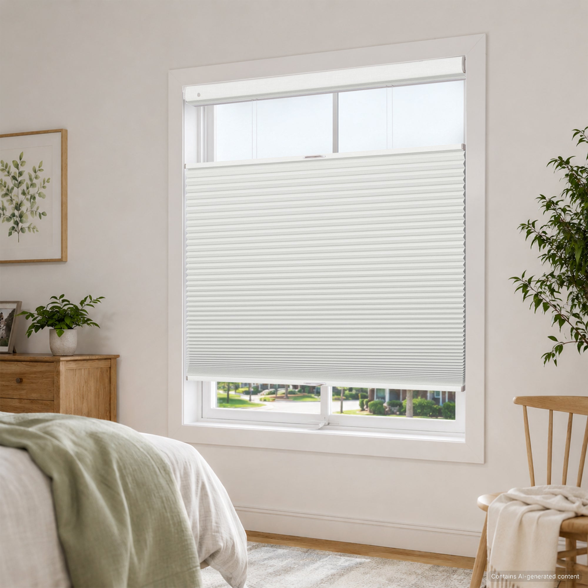 no drill large cell cordless top down bottom up cellular shades for bedroom | hestia blinds